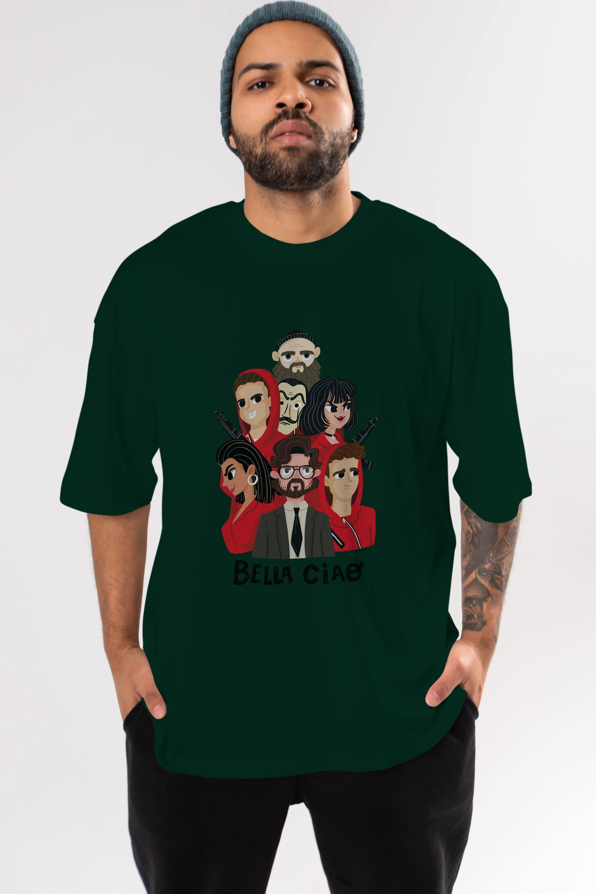 La Casa De Papel (13) Ön Baskılı Oversize t-shirt Erkek Kadın Unisex %100 Pamuk Bisiklet Yaka tişort