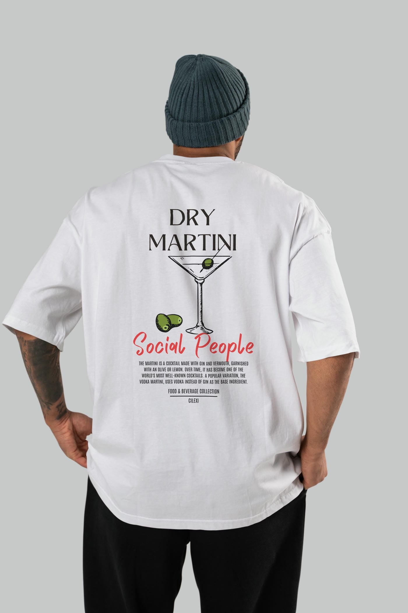 Dry Martını Kokteyl Serisi Baskılı Oversize t-shirt Erkek Kadın Unisex %100 Pamuk Bisiklet Yaka tişort