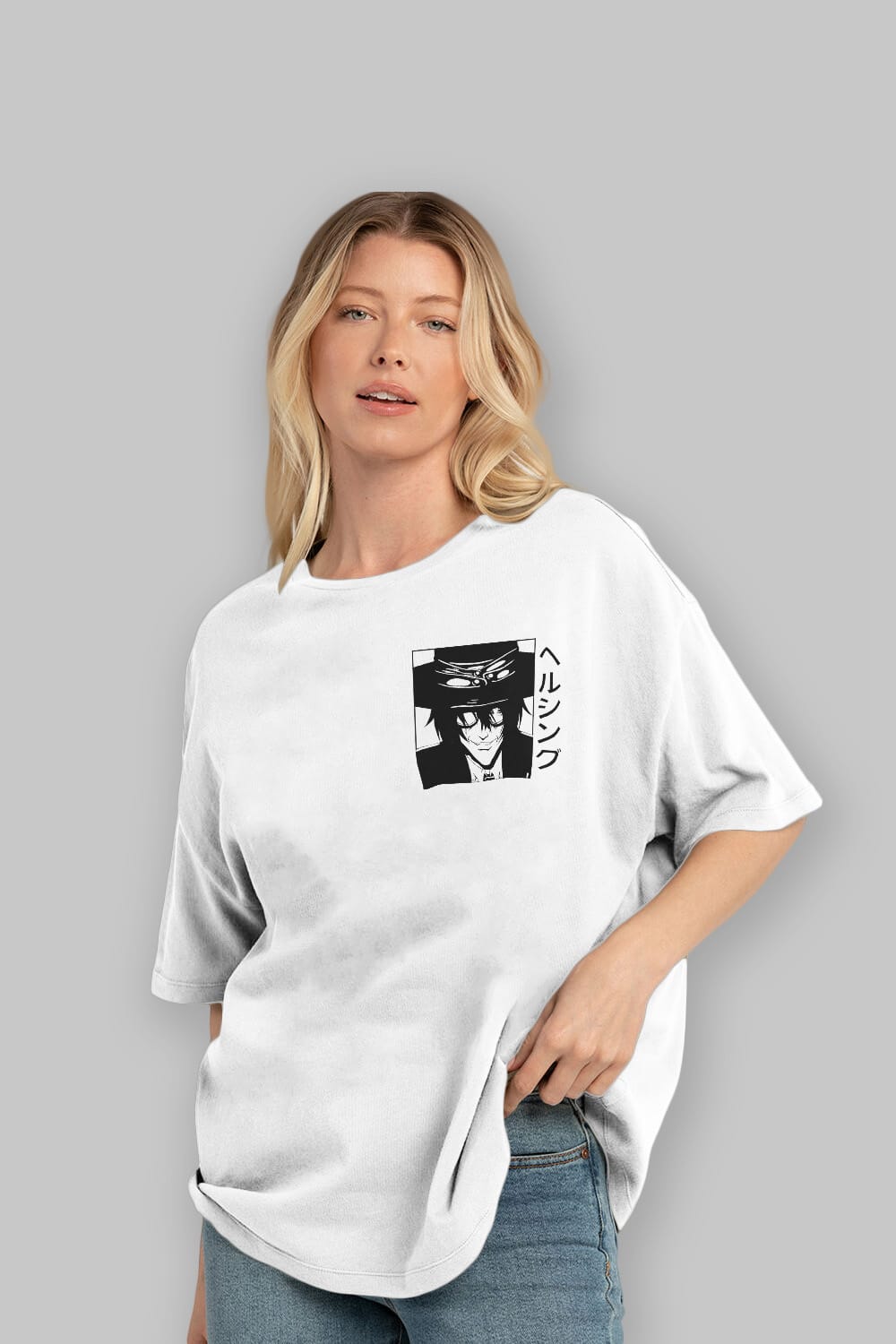 Alucard 1 Ön Sol Baskılı Oversize t-shirt Erkek Kadın Unisex %100 Pamuk Bisiklet Yaka tişort