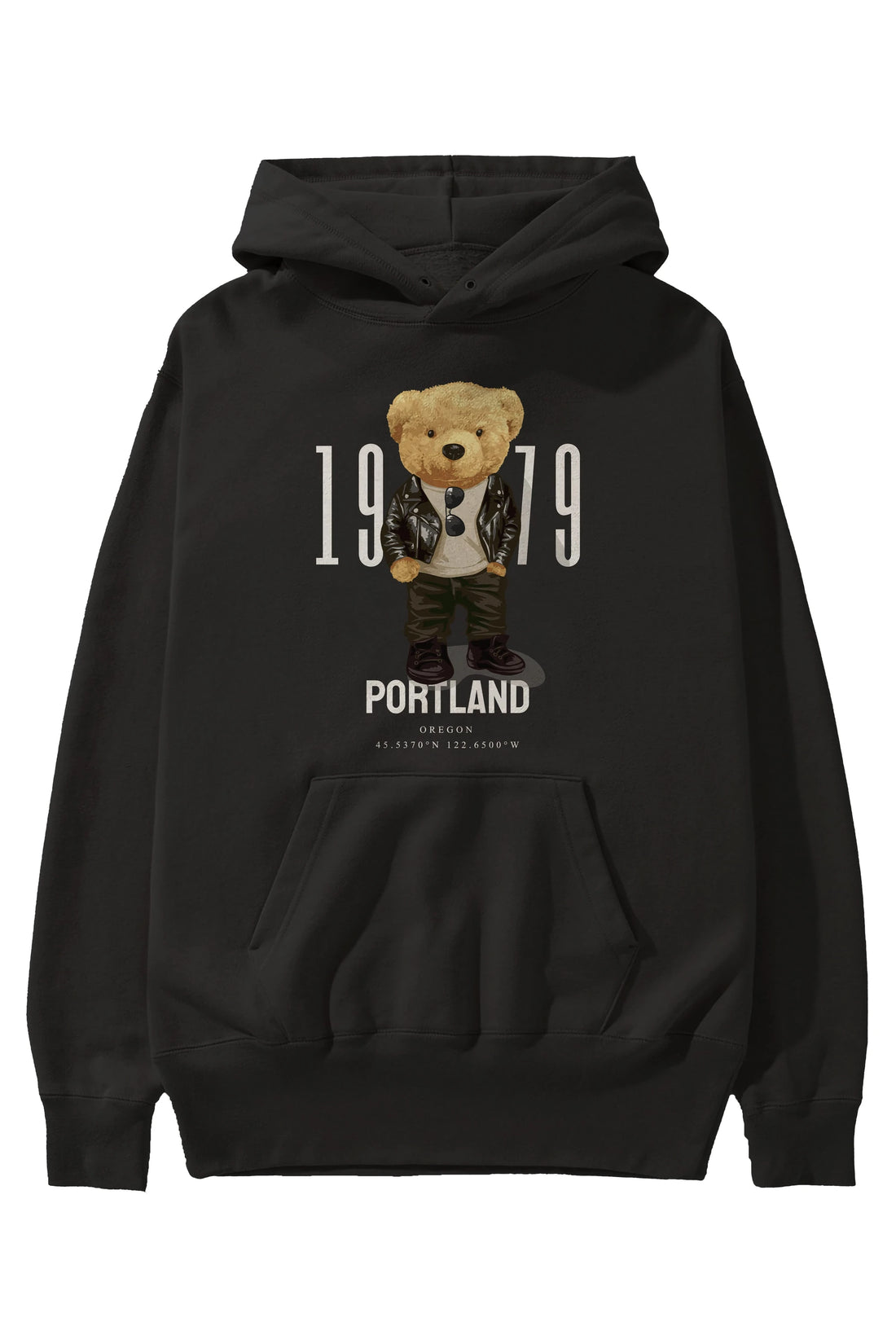 Teddy Bear Portland Ön Baskılı Hoodie Oversize Kapüşonlu Sweatshirt Erkek Kadın Unisex