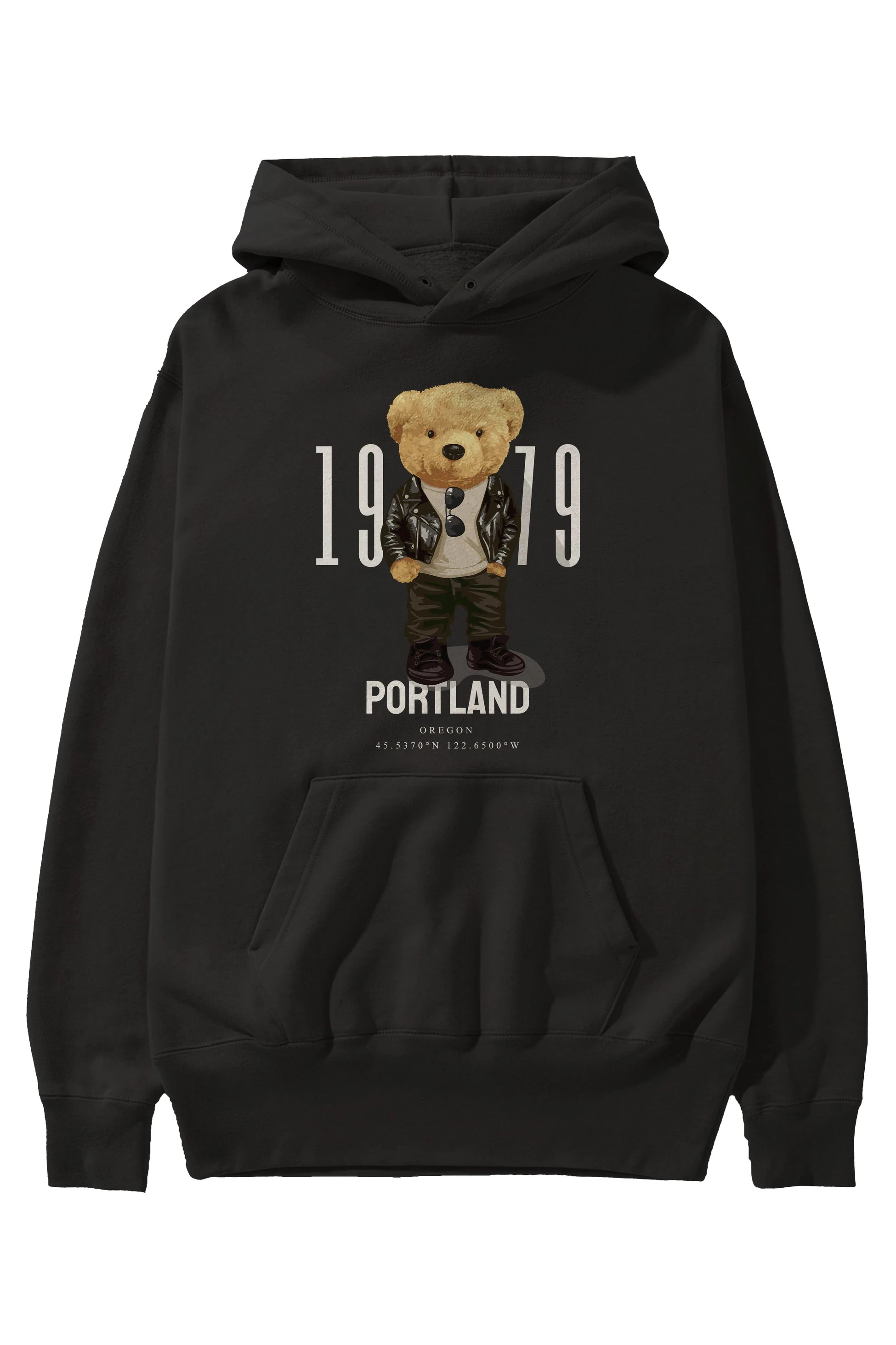 Teddy Bear Portland Ön Baskılı Hoodie Oversize Kapüşonlu Sweatshirt Erkek Kadın Unisex