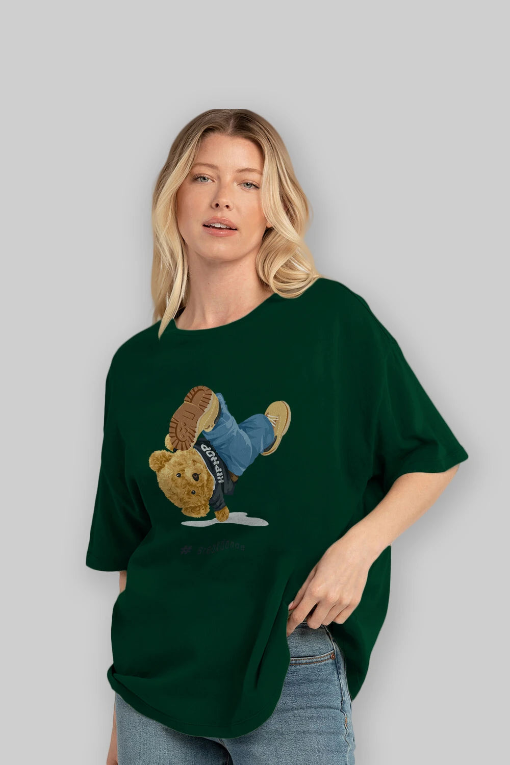 Teddy Bear Breakdance Ön Baskılı Oversize t-shirt Erkek Kadın Unisex %100 Pamuk