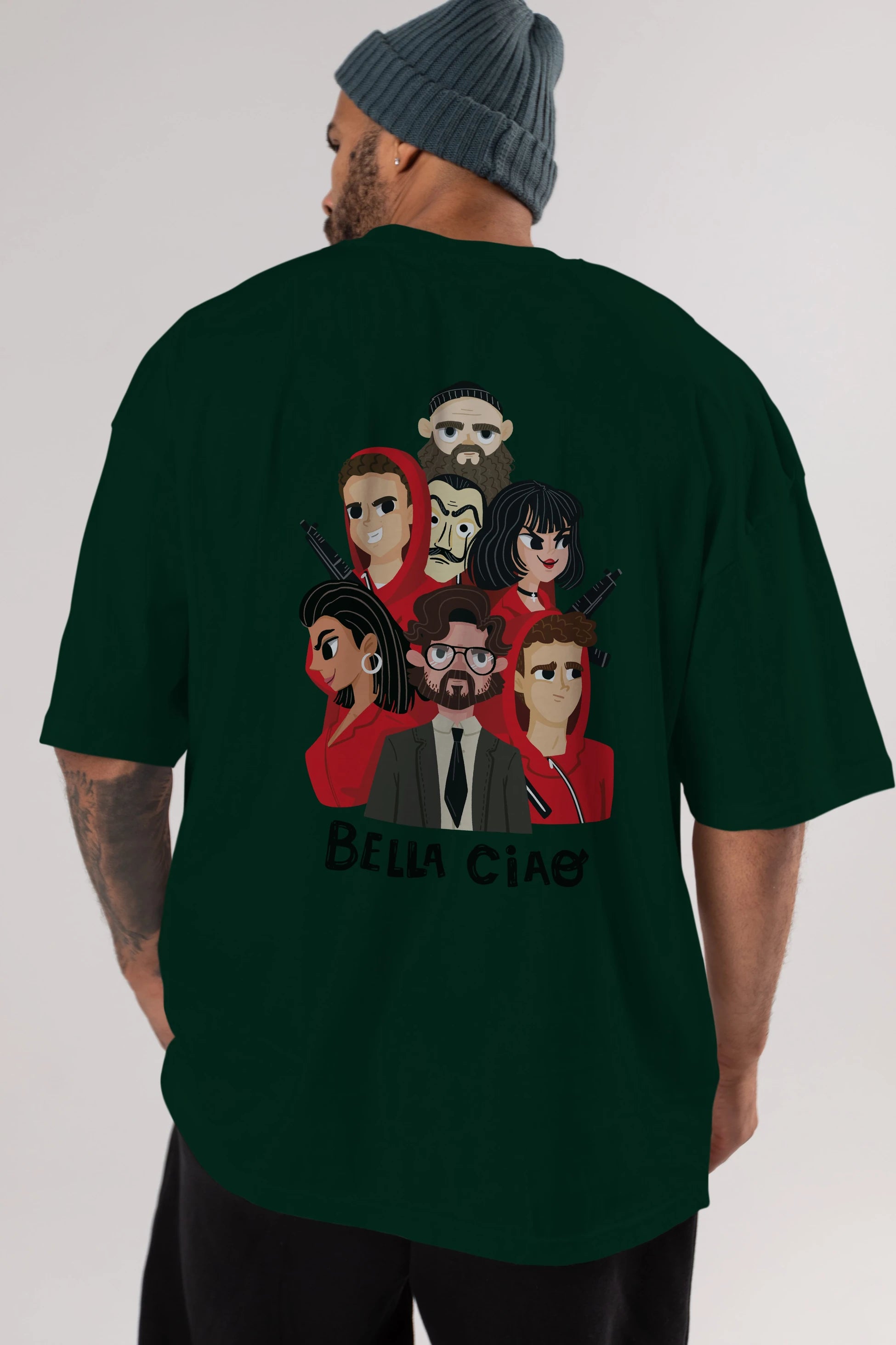 La Casa De Papel (13) Arka Baskılı Oversize t-shirt Erkek Kadın Unisex %100 Pamuk Bisiklet Yaka tişort