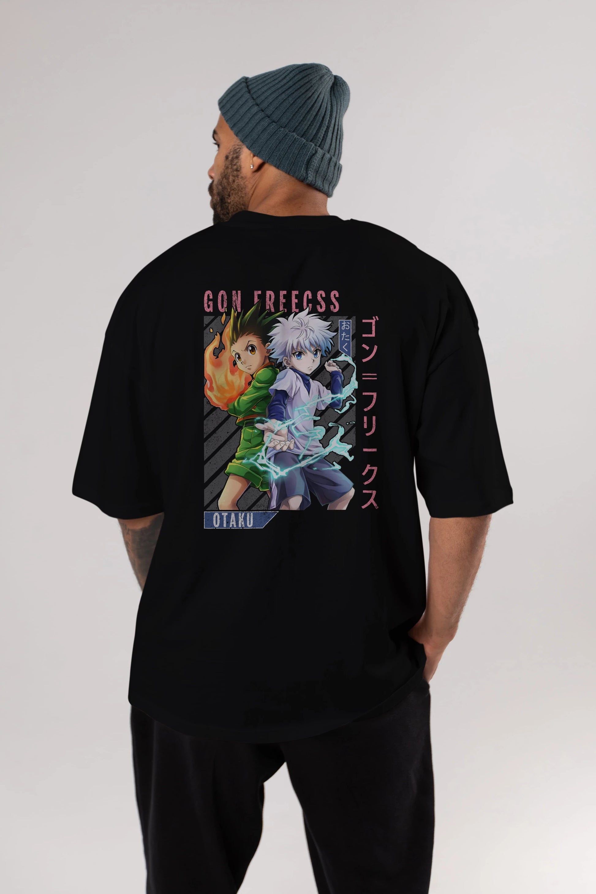 Gon Freecss HUNTER X HUNTER 1 Anime Arka Baskılı Oversize t-shirt Erkek Kadın Unisex