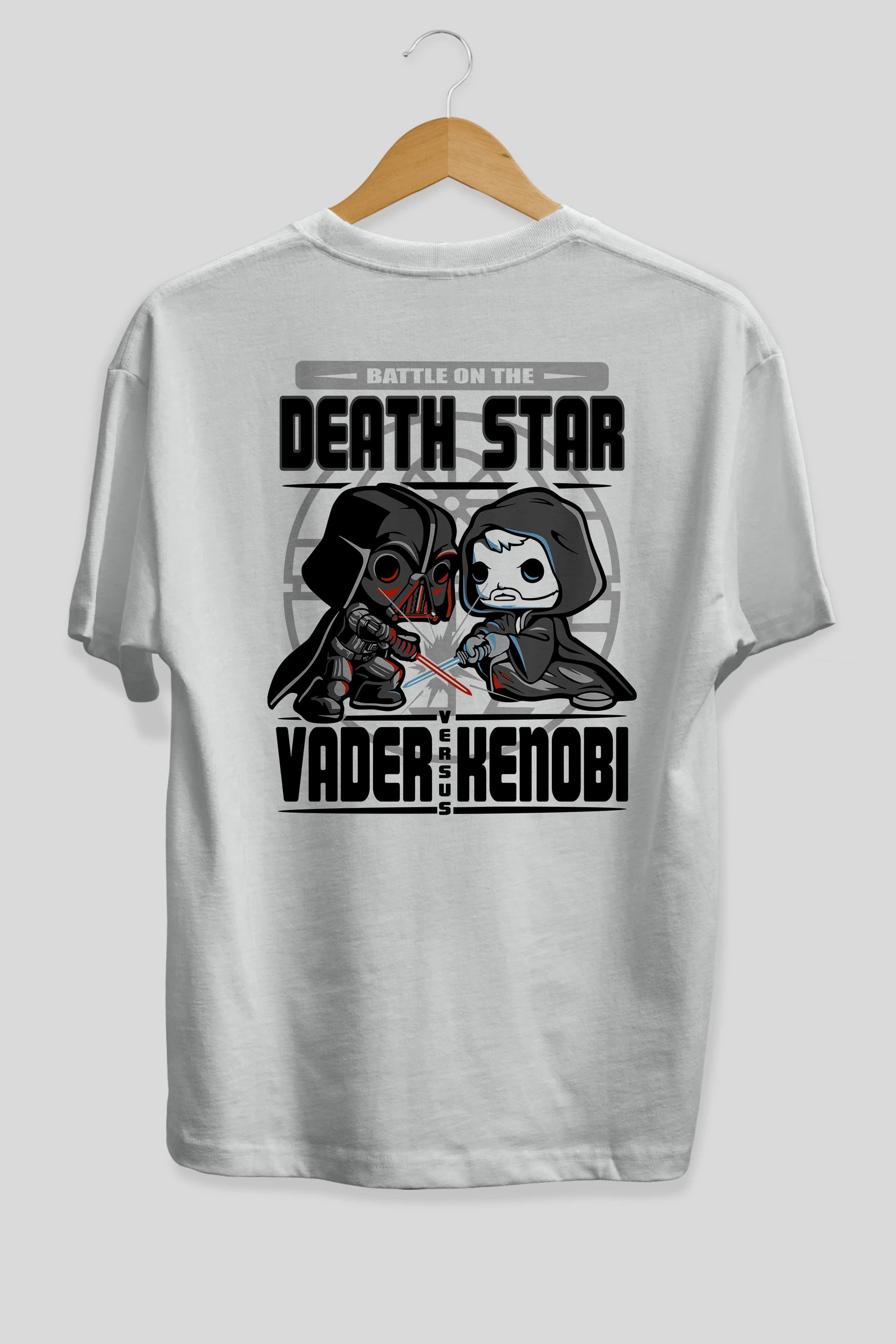 Vader Kenobi Arka Baskılı Oversize t-shirt Erkek Kadın Unisex %100 Pamuk Bisiklet Yaka tişort