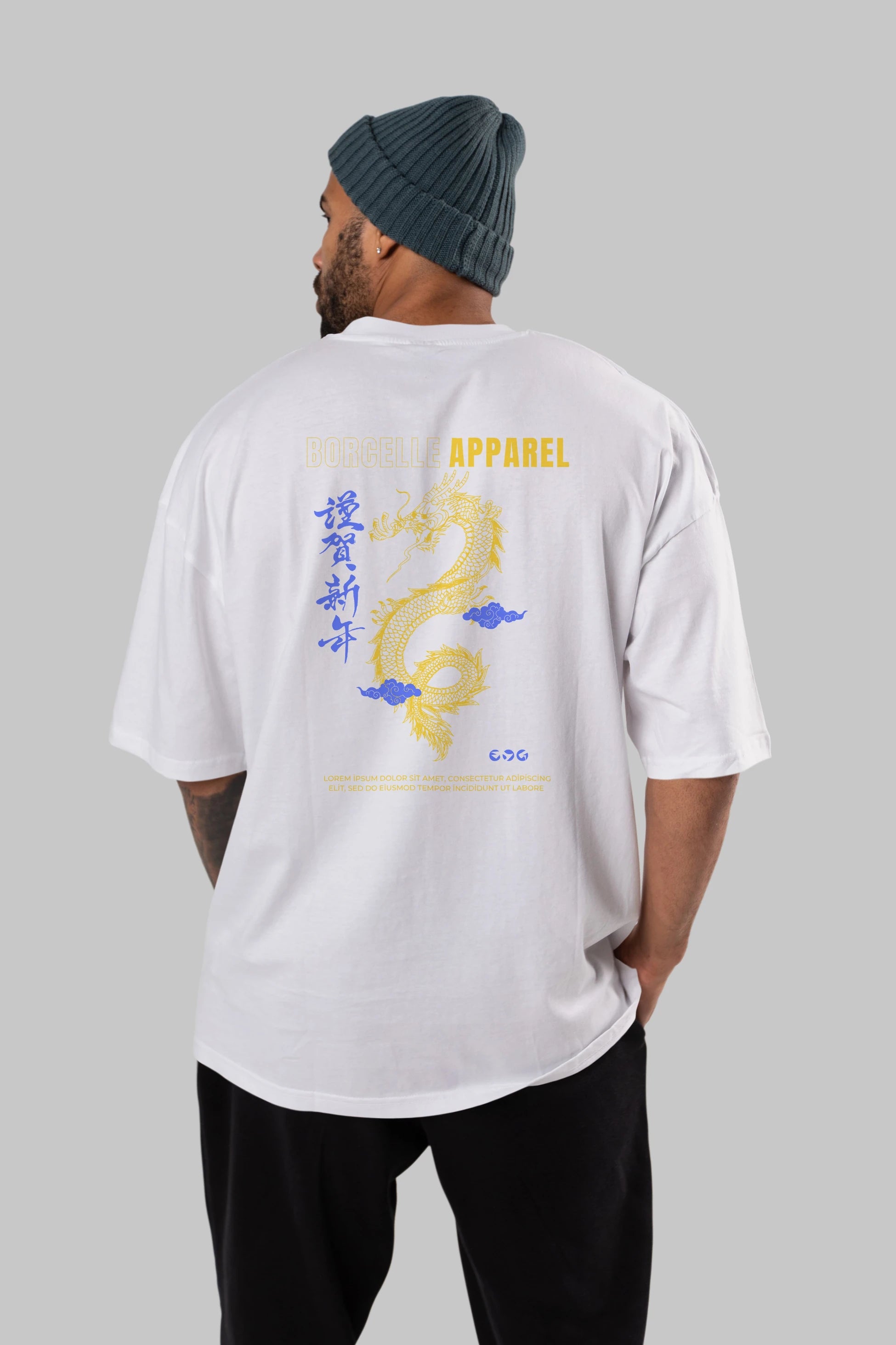 Borcelle Apparel Yazılı Arka Baskılı Oversize t-shirt Erkek Kadın Unisex