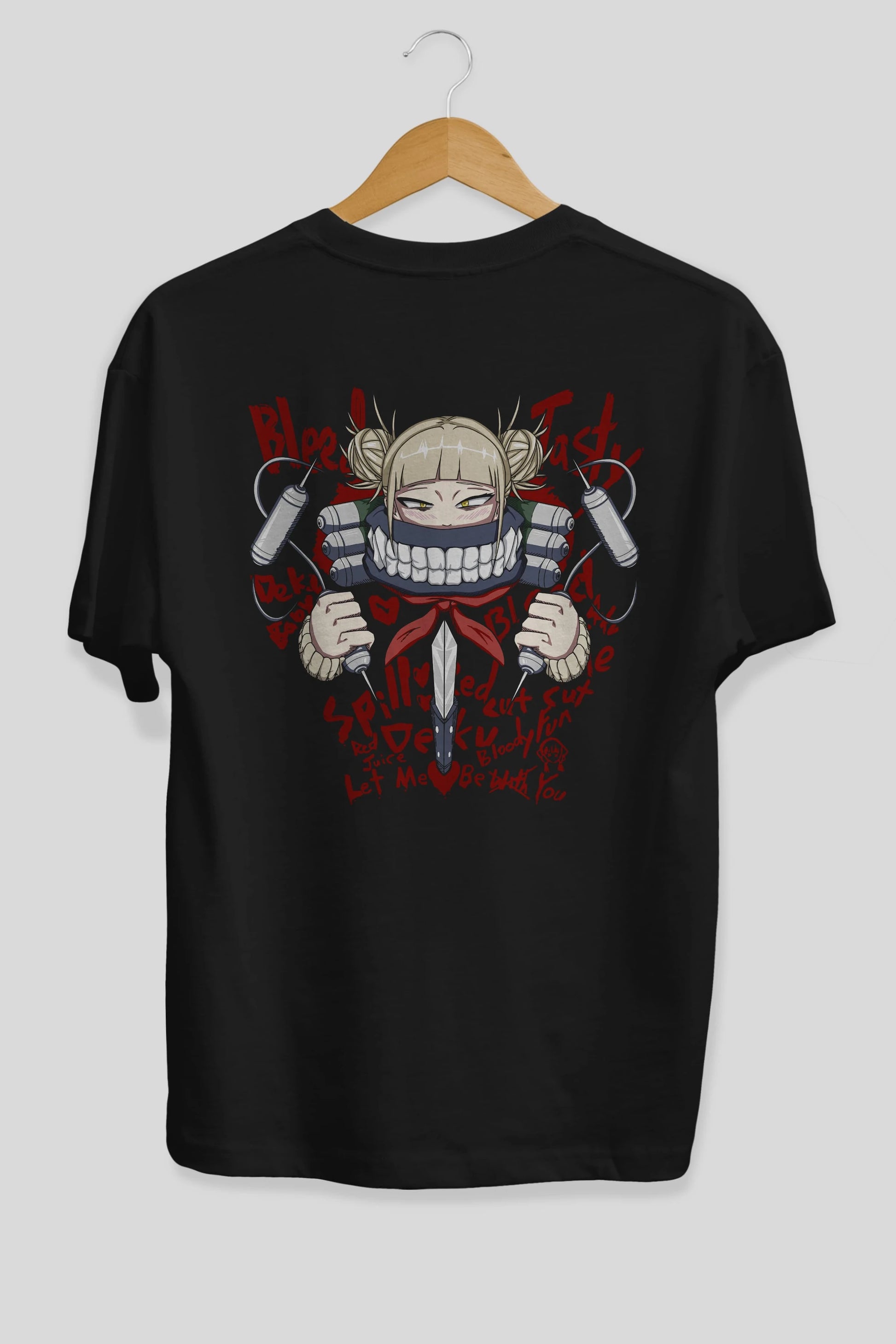 Himiko Toga 1 Anime Arka Baskılı Oversize t-shirt Erkek Kadın Unisex