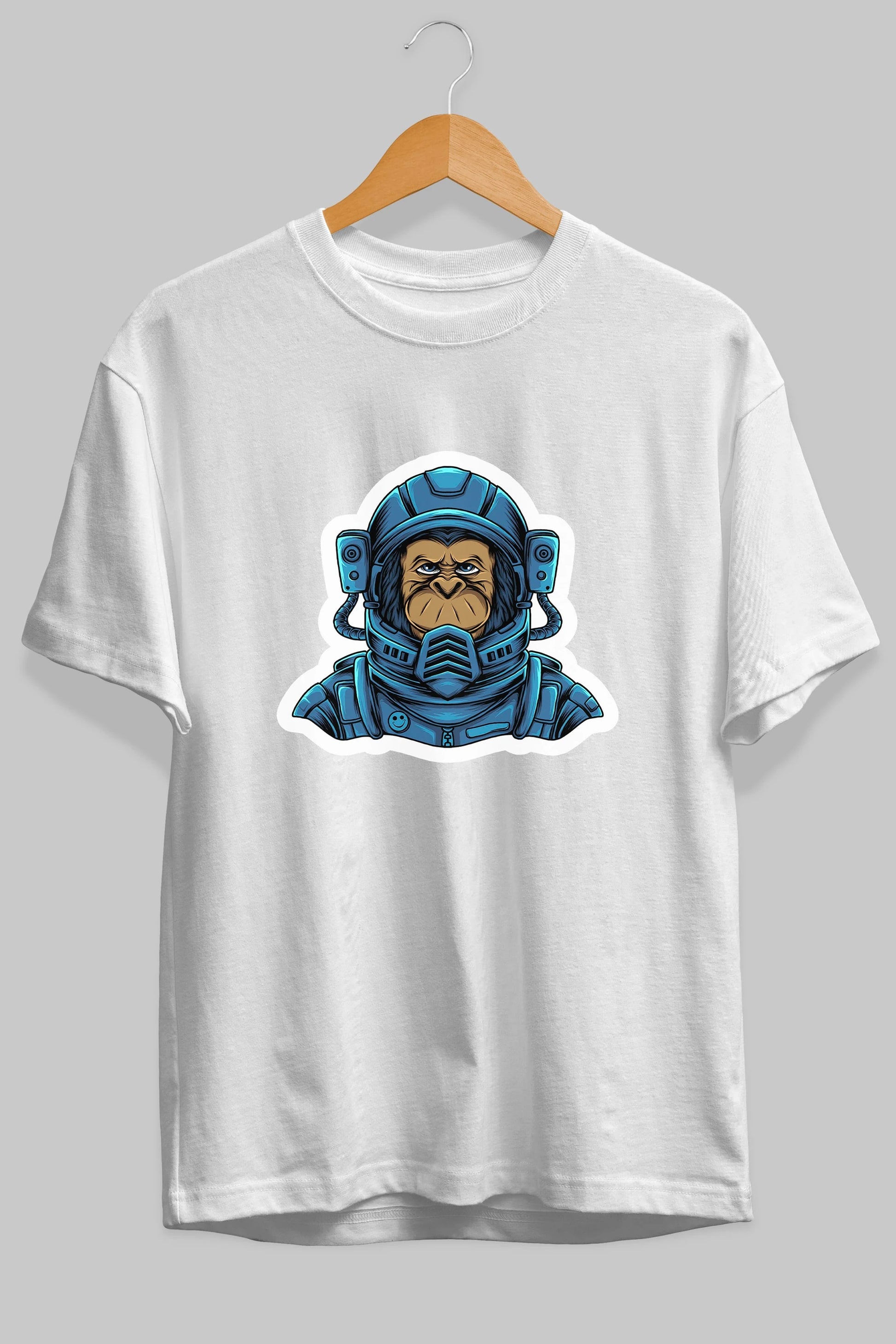 Astromonkey Sticker Ön Baskılı Oversize t-shirt Erkek Kadın Unisex
