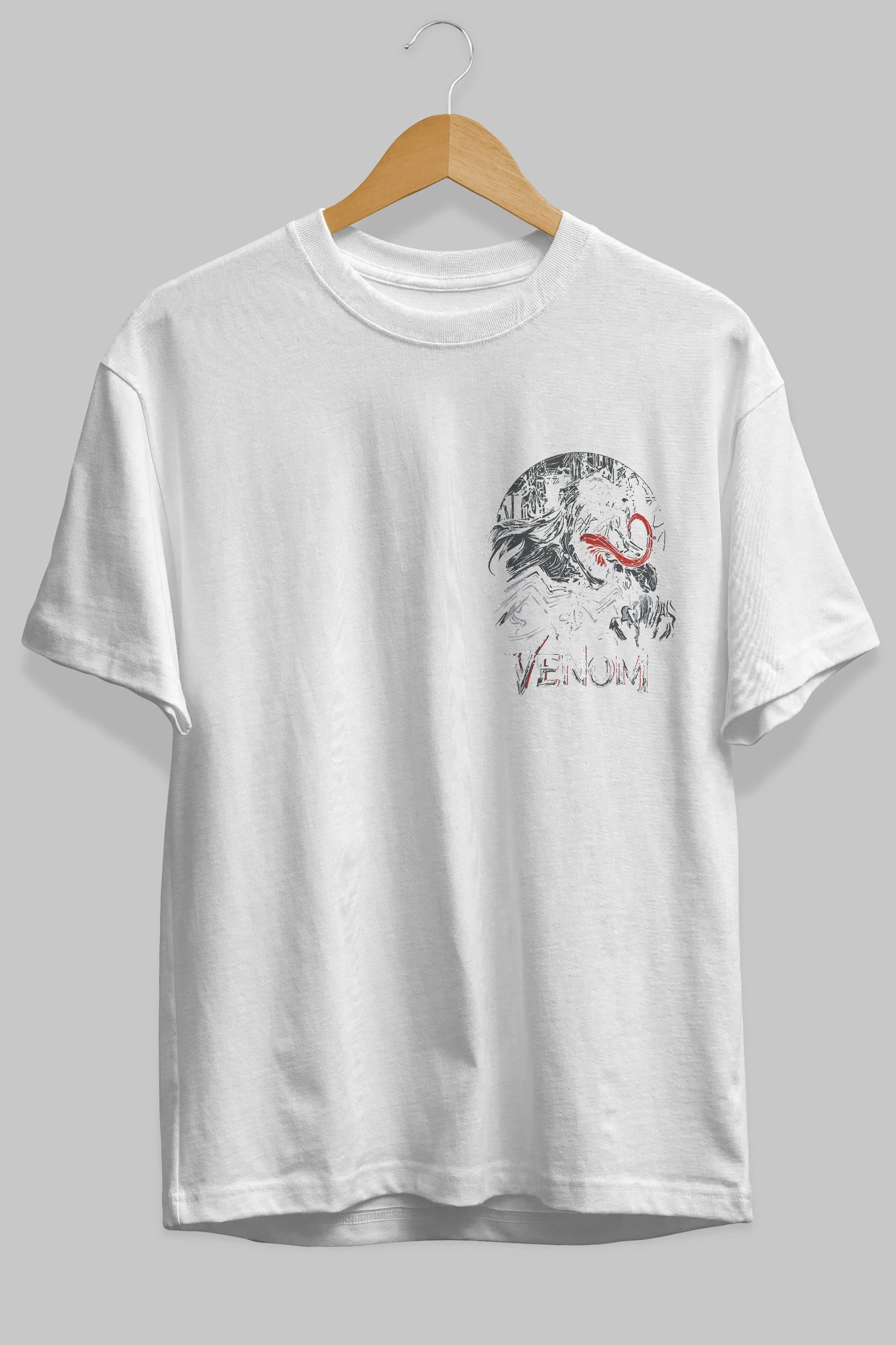 Venom (13) Ön Sol Baskılı Oversize t-shirt Erkek Kadın Unisex %100 Pamuk Bisiklet Yaka tişort