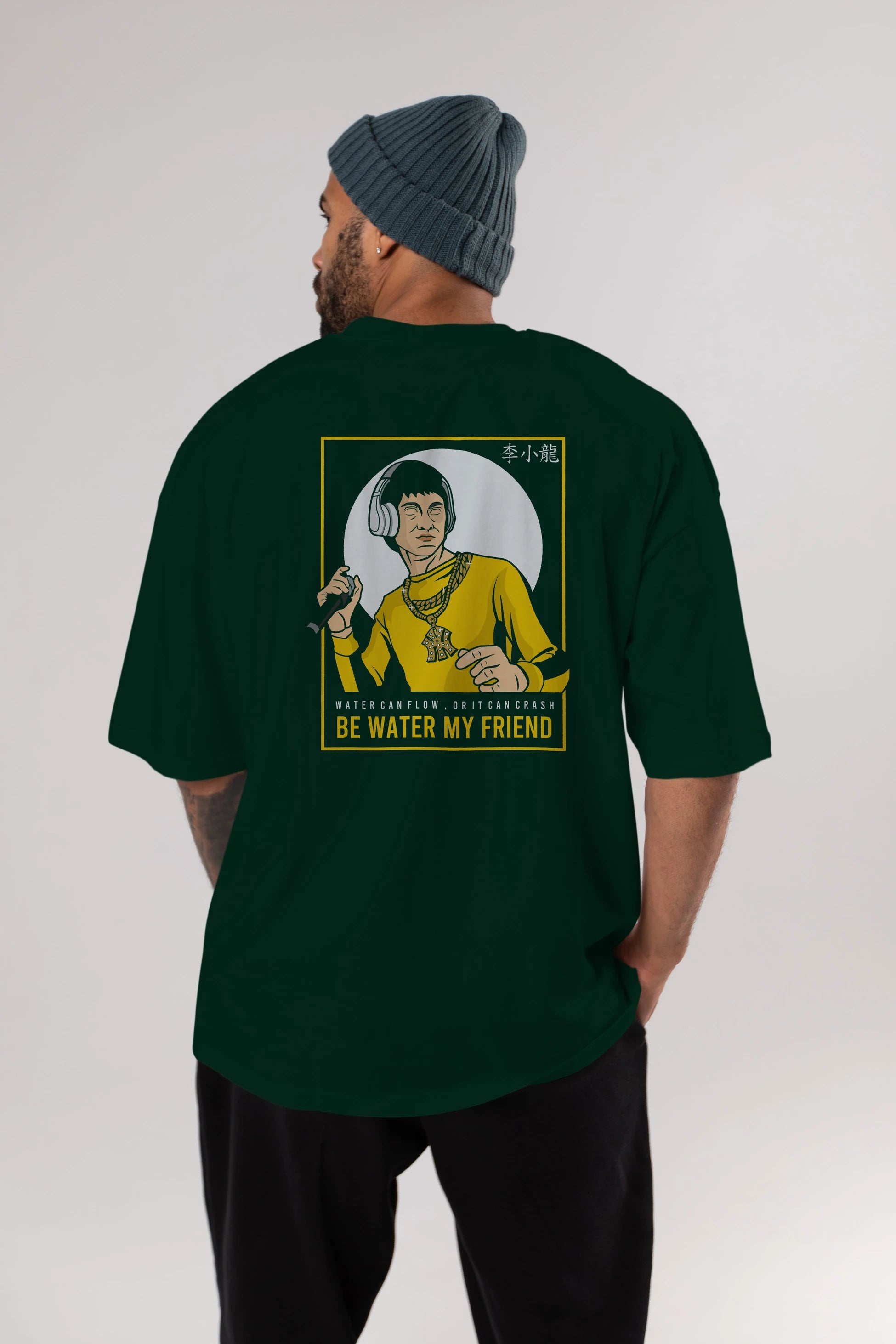 Bruce Lee Rapper Arka Baskılı Oversize t-shirt Erkek Kadın Unisex %100 Pamuk tişort