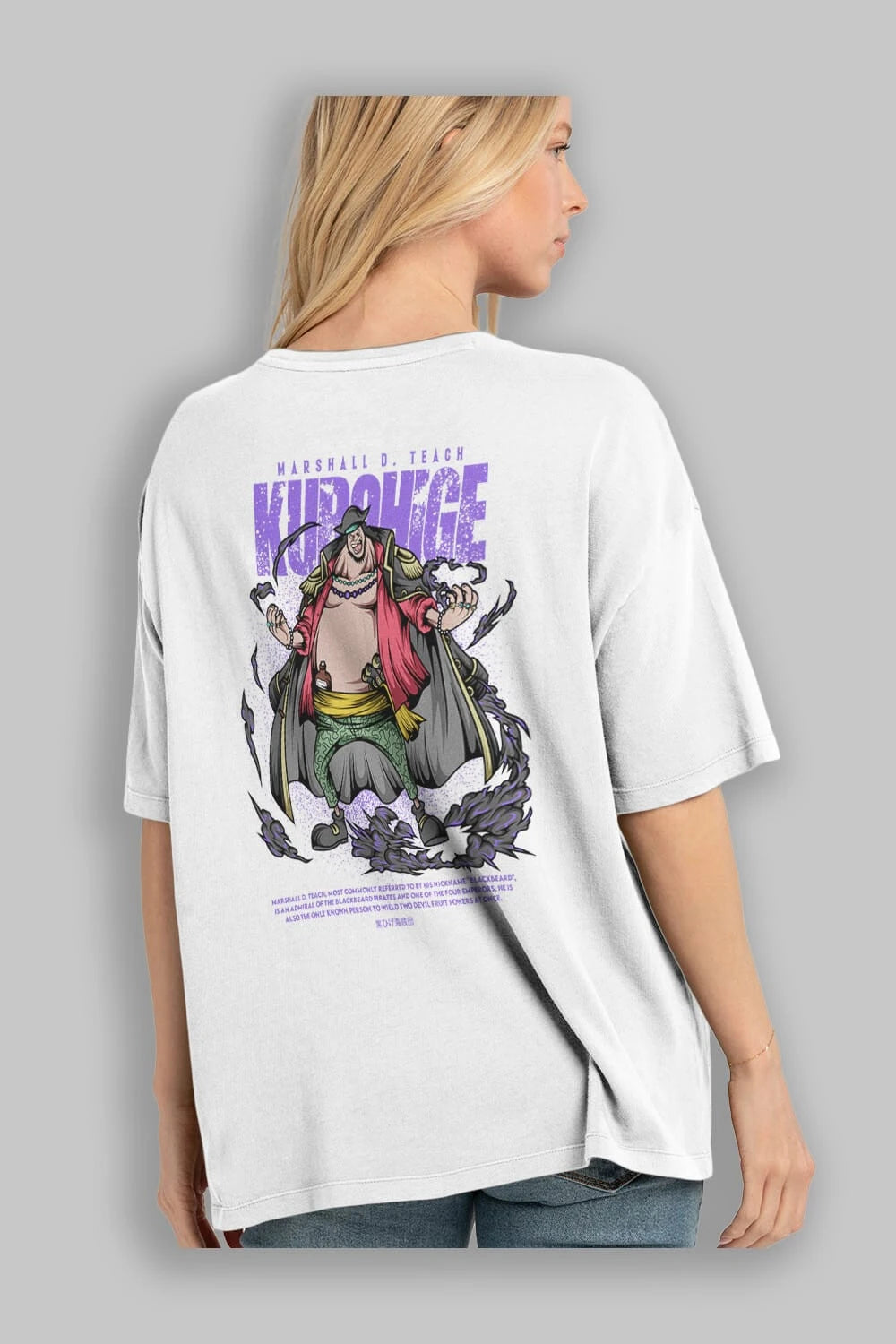 Marshall D. Teach Anime Arka Baskılı Oversize t-shirt Erkek Kadın Unisex