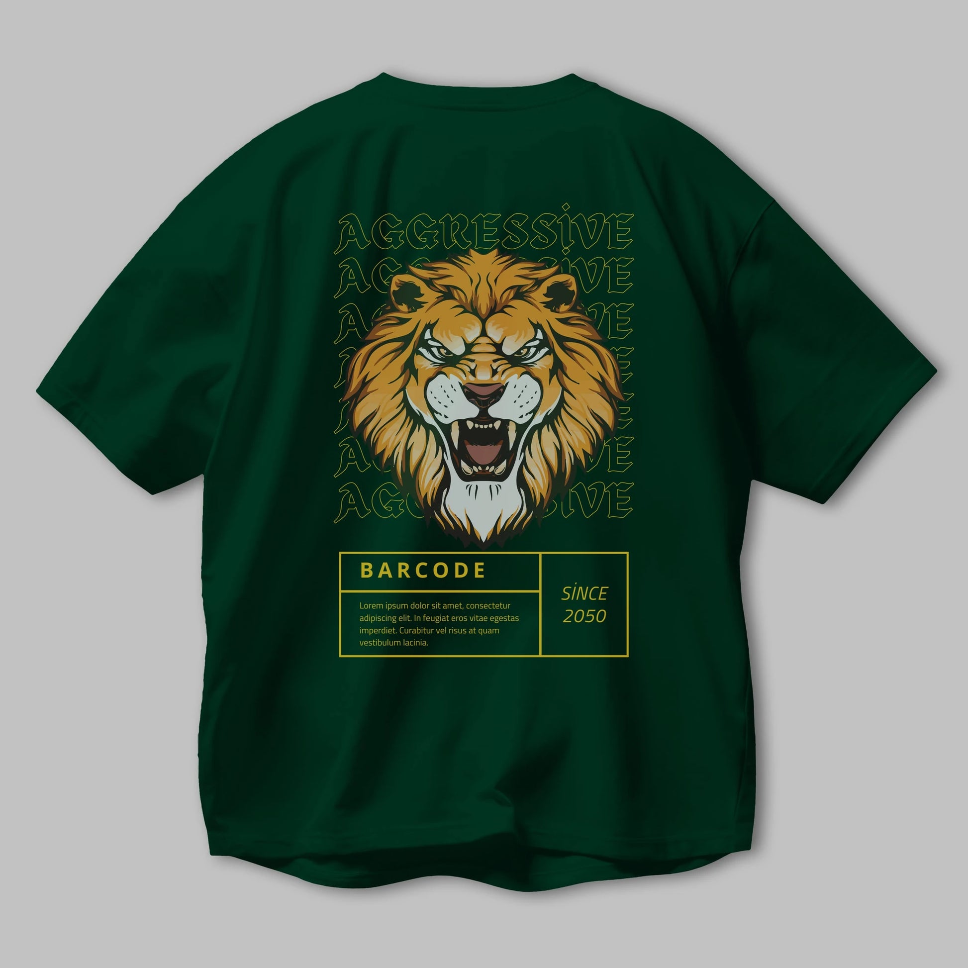 Aggressive Lion Arka Baskılı Oversize t-shirt Erkek Kadın Unisex