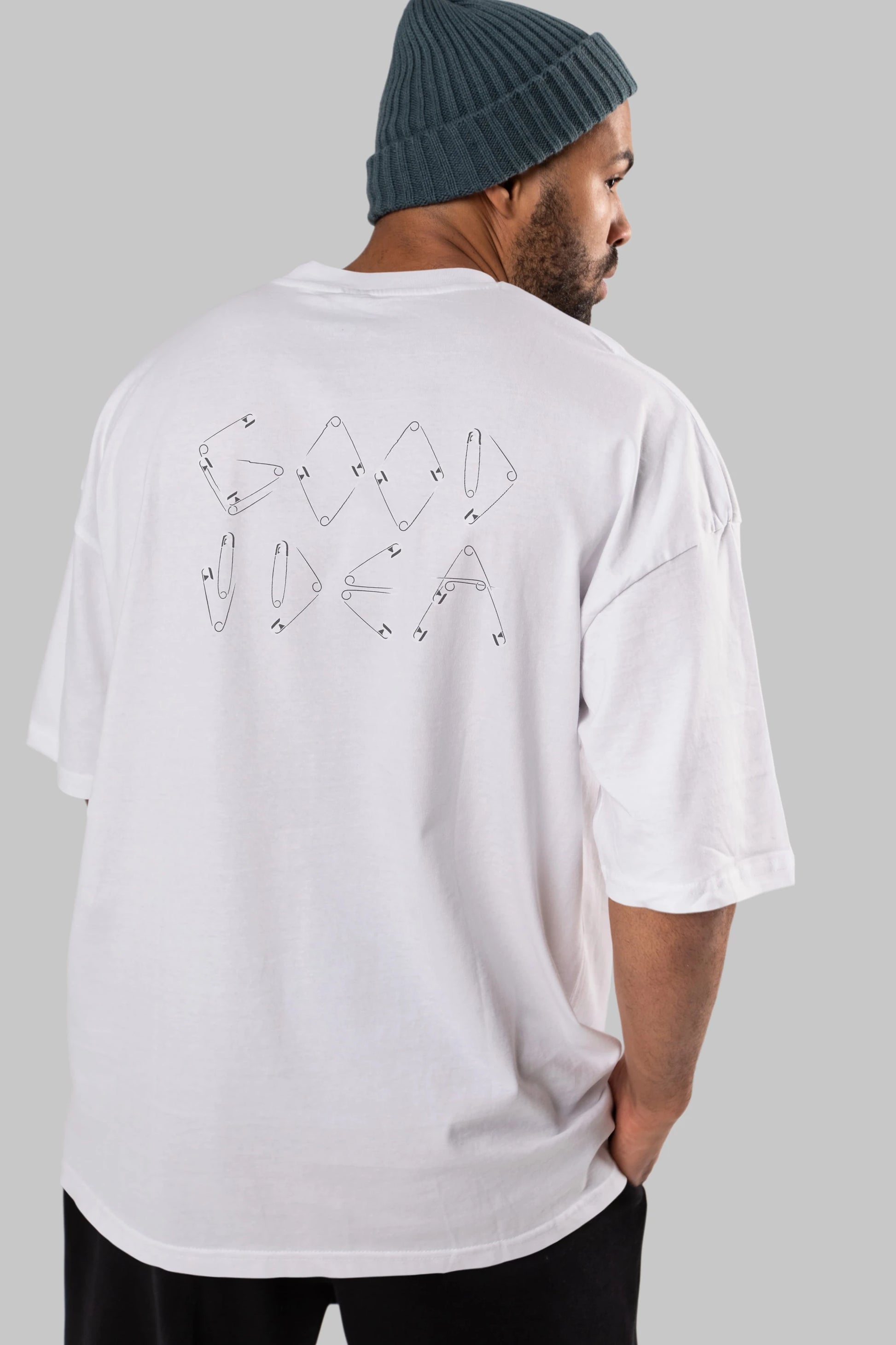 Good Idea Arka Baskılı Oversize t-shirt %100 pamuk Erkek Kadın Unisex