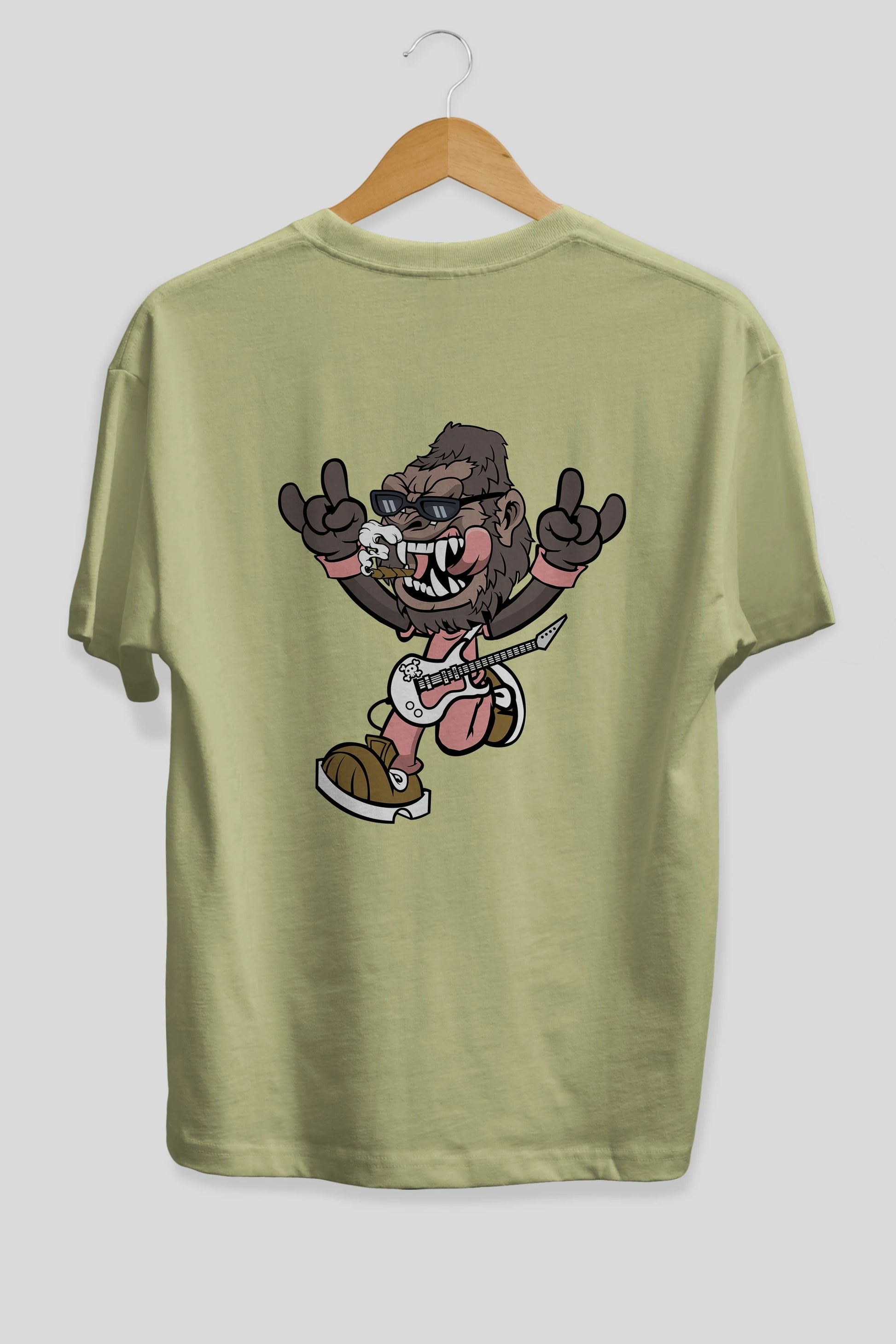 Gorilla Metal Arka Baskılı Oversize t-shirt Erkek Kadın Unisex %100 Pamuk tişort