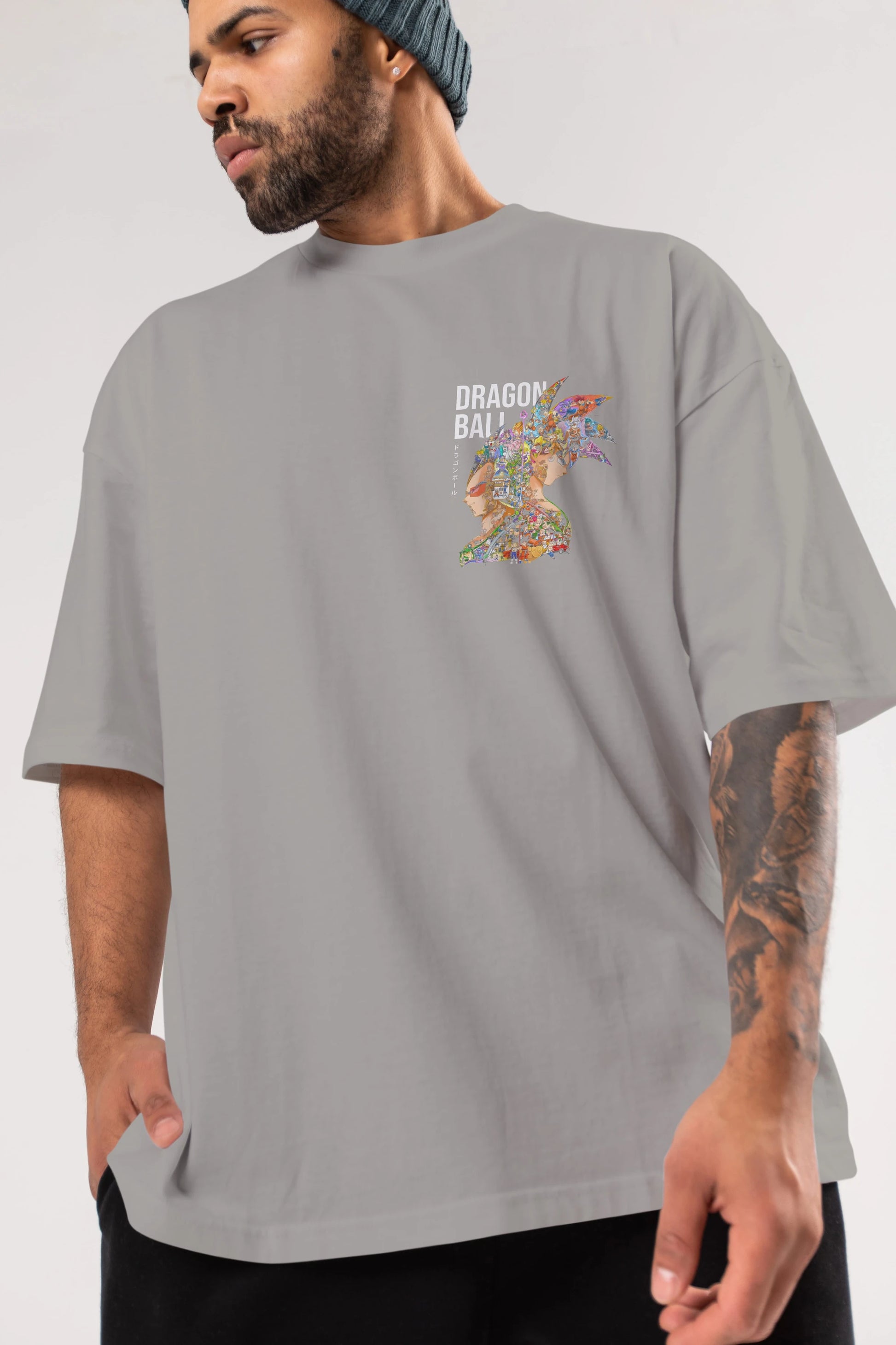 DRAGON BALL ART (5) Ön Sol Baskılı Oversize t-shirt Erkek Kadın Unisex %100 Pamuk Bisiklet Yaka tişort