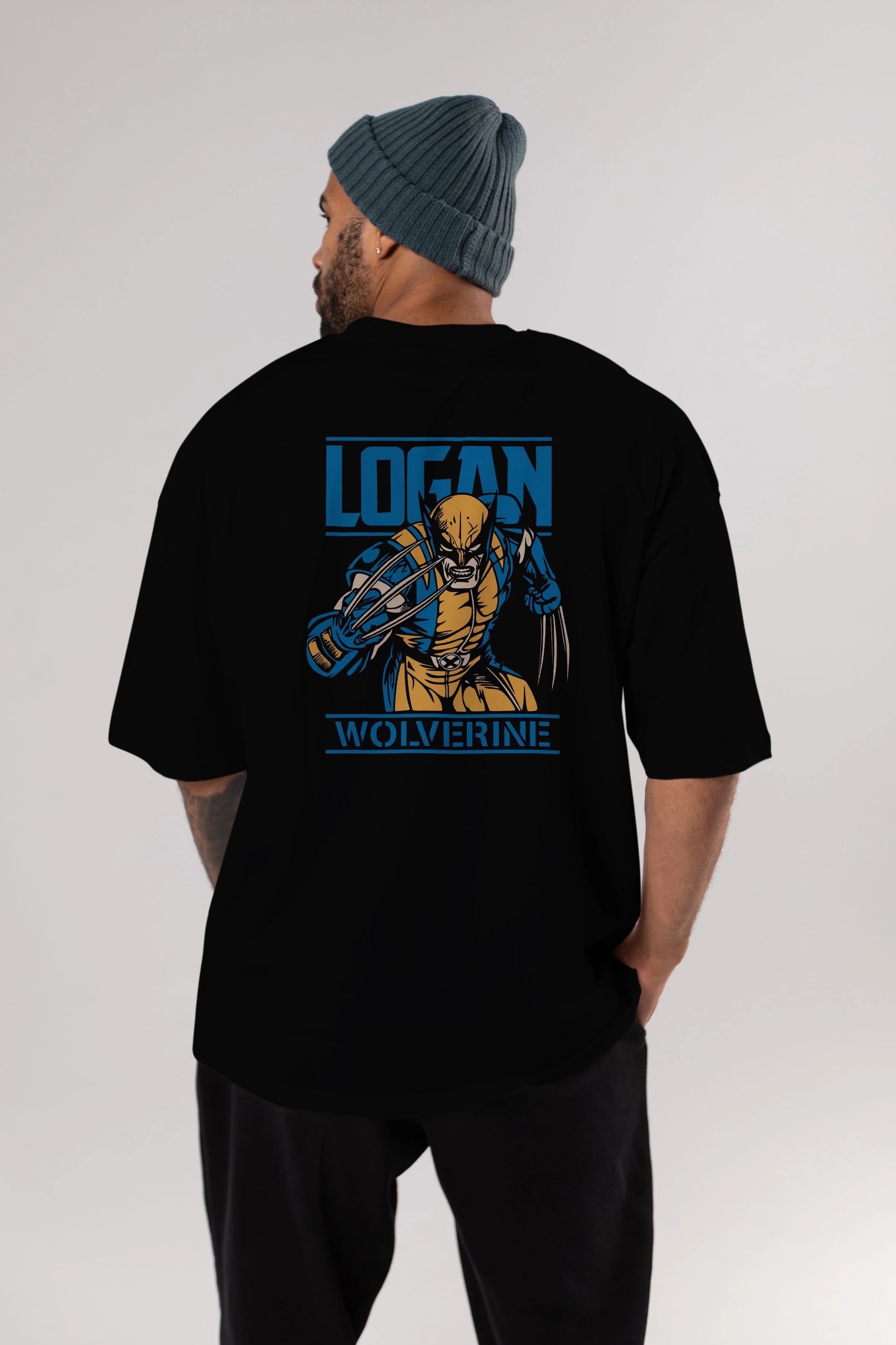 Wolverine Logan Arka Baskılı Oversize t-shirt Erkek Kadın Unisex %100 Pamuk Bisiklet Yaka tişort