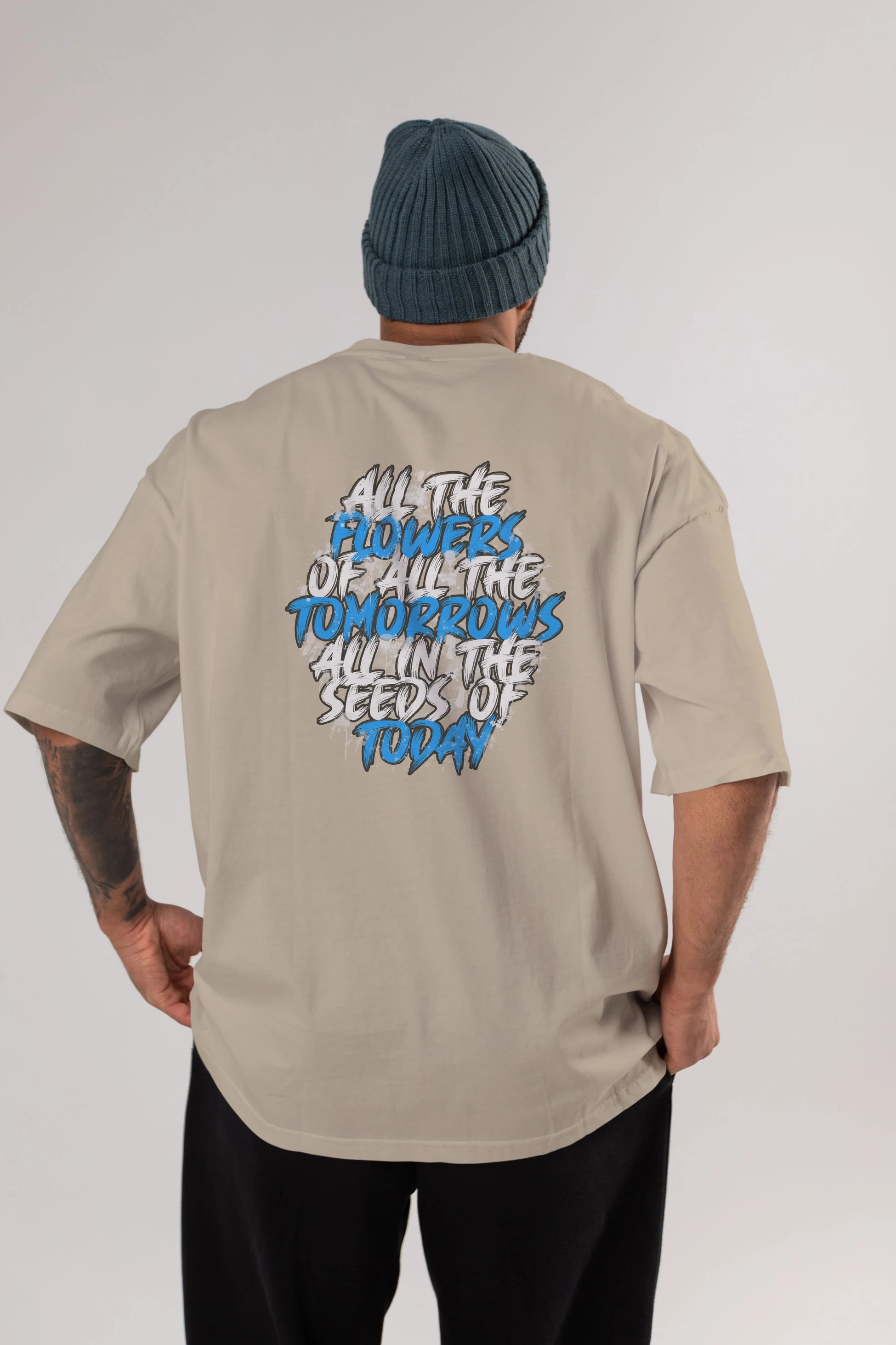 All The Flowers Arka Baskılı Oversize t-shirt Erkek Kadın Unisex
