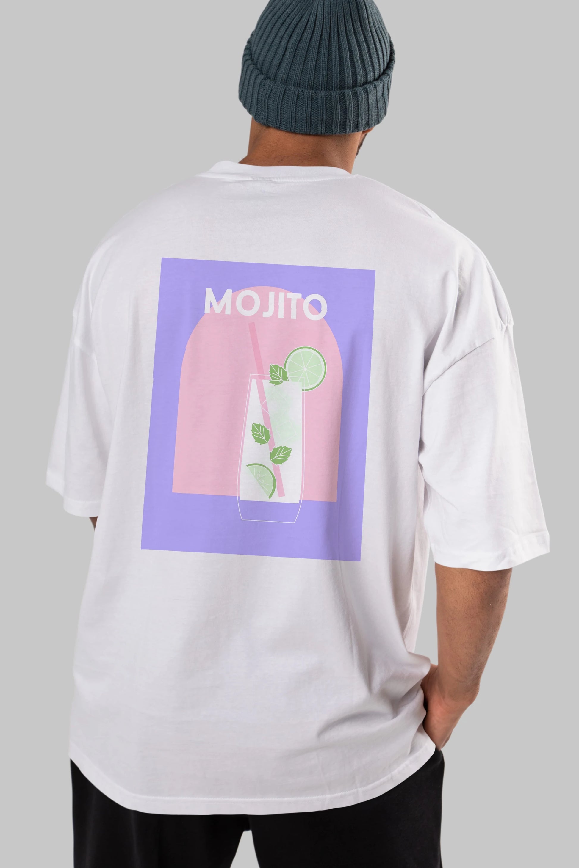 Mojito 2 Arka Baskılı Oversize t-shirt Erkek Kadın Unisex %100 Pamuk Bisiklet Yaka tişort