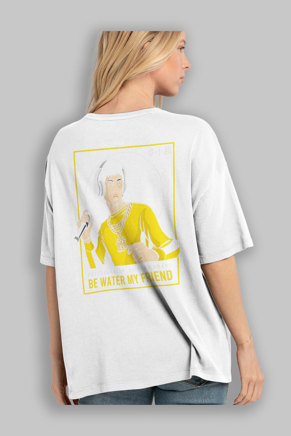 Bruce Lee Rapper Arka Baskılı Oversize t-shirt Erkek Kadın Unisex %100 Pamuk tişort
