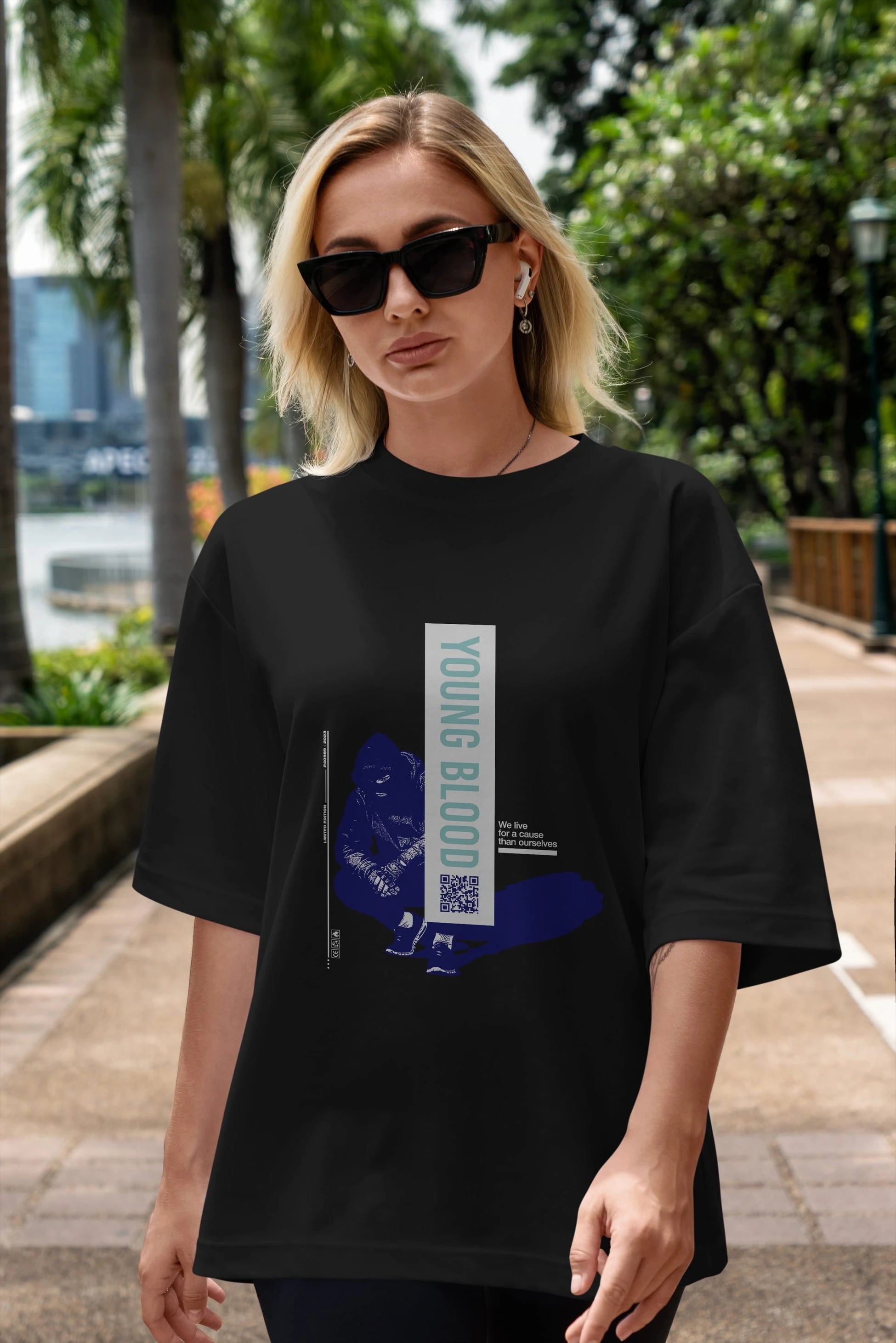 Young Blood Ön Baskılı Oversize t-shirt Erkek Kadın Unisex