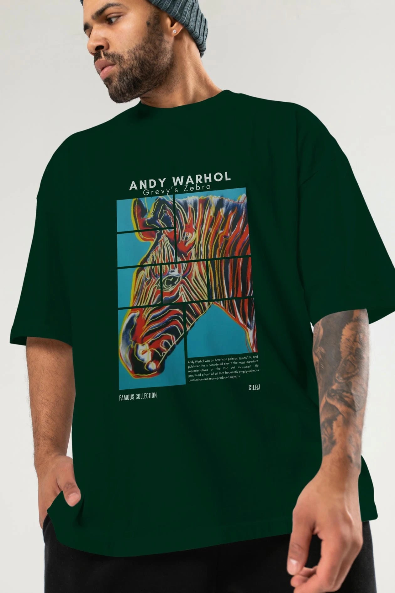 Andy Warhol ön Baskılı Oversize t-shirt Erkek Kadın Bisiklet Yaka Pamuk tişort