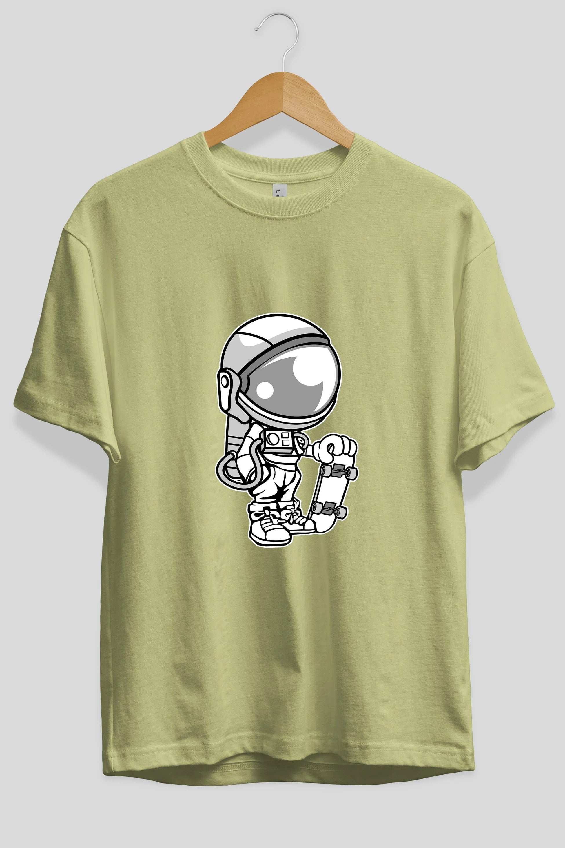 Astronaut Skaterboy Ön Baskılı Oversize t-shirt Erkek Kadın Unisex %100 Pamuk tişort