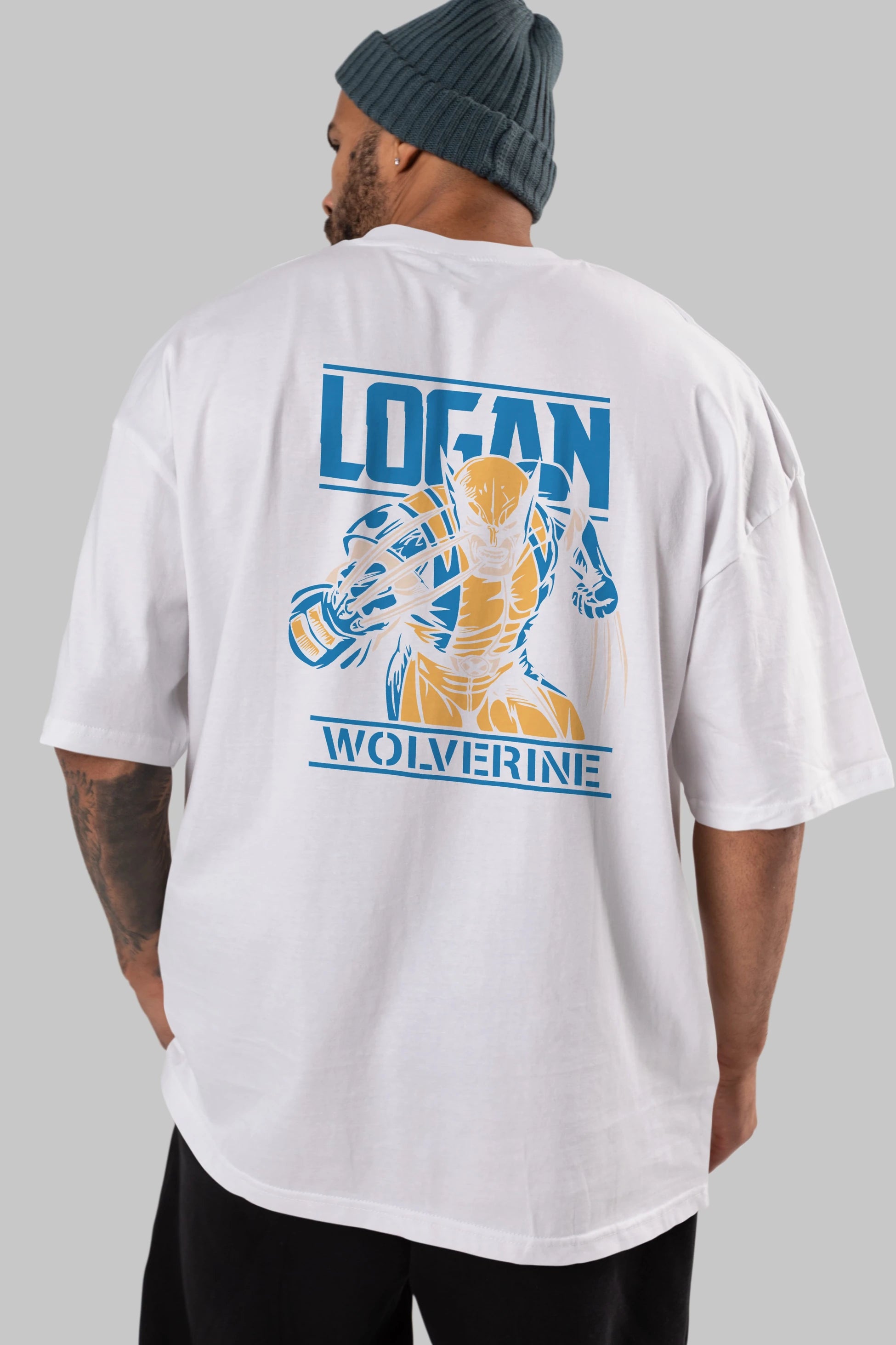Wolverine Logan Arka Baskılı Oversize t-shirt Erkek Kadın Unisex %100 Pamuk Bisiklet Yaka tişort