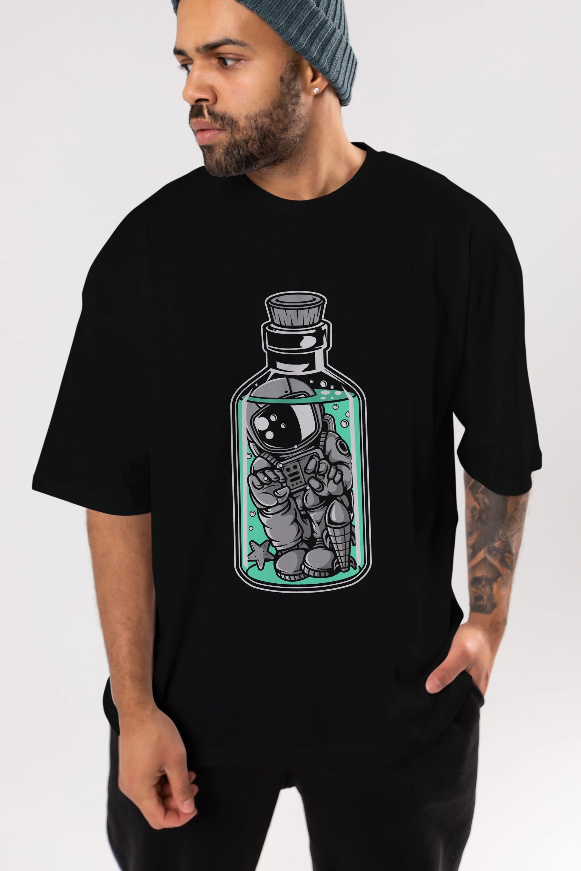 Astronaut in The Bottle Ön Baskılı Oversize t-shirt Erkek Kadın Unisex