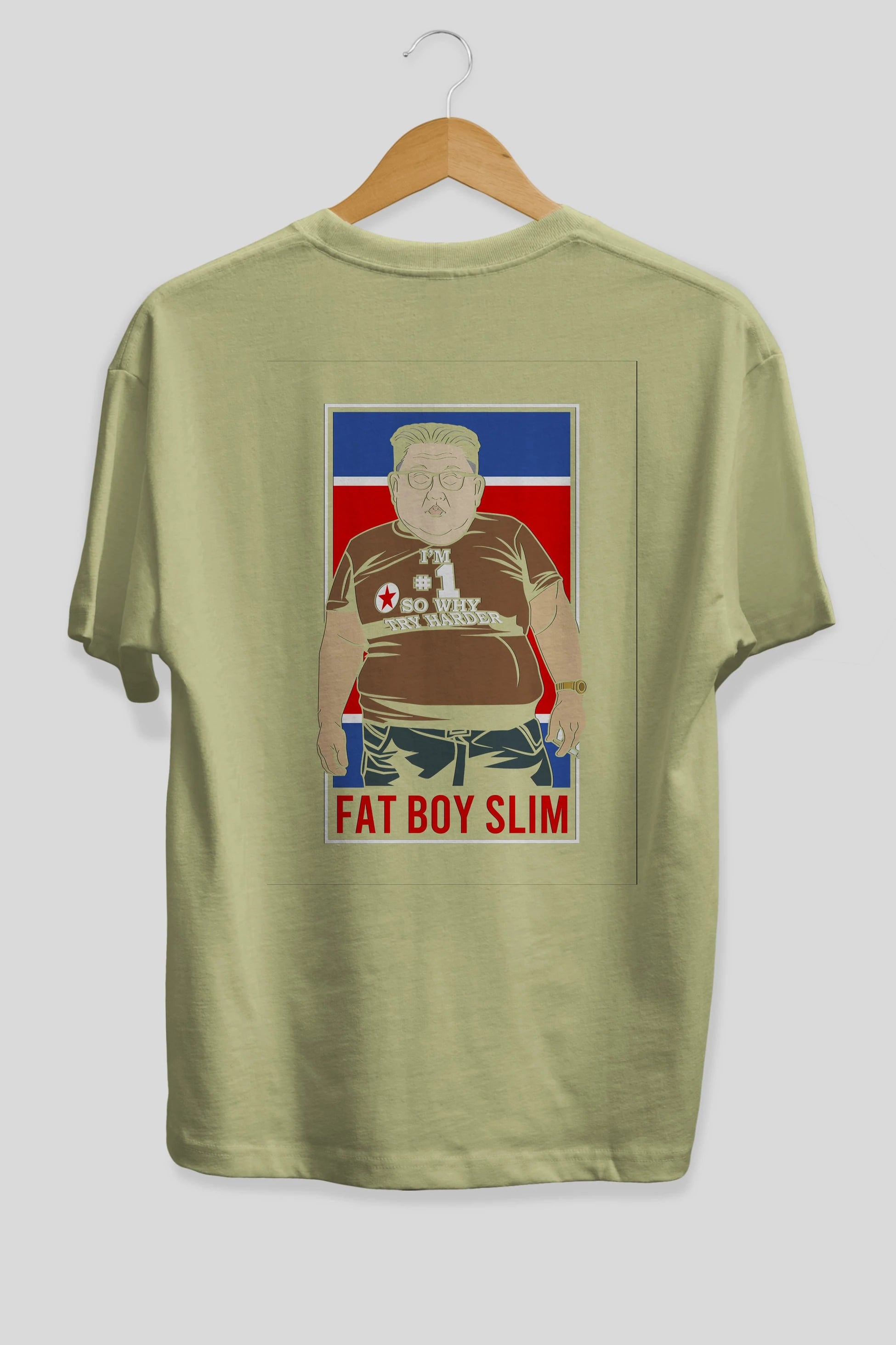Fat Boy Slim Kim Jong Un Arka Baskılı Oversize t-shirt Erkek Kadın Unisex %100 Pamuk tişort