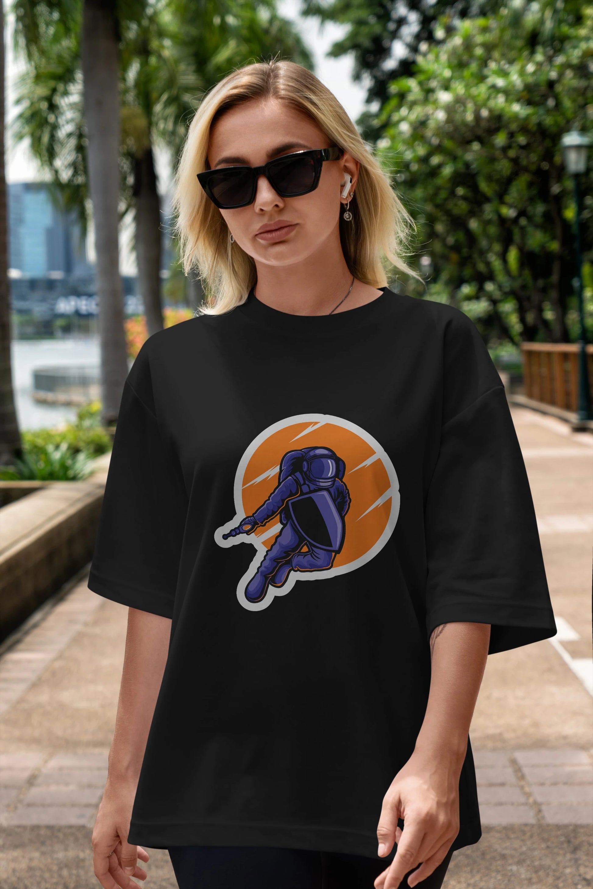 Astro Wars Sticker Ön Baskılı Oversize t-shirt Erkek Kadın Unisex