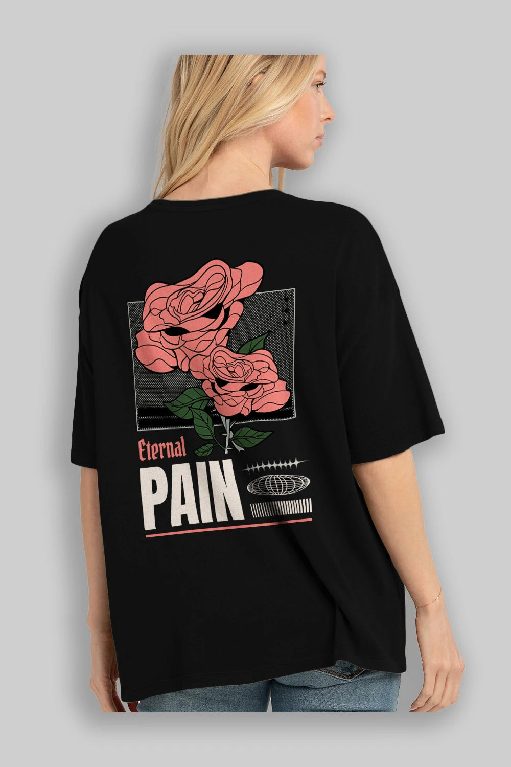 Eternal Pain Arka Baskılı Oversize t-shirt Erkek Kadın Unisex