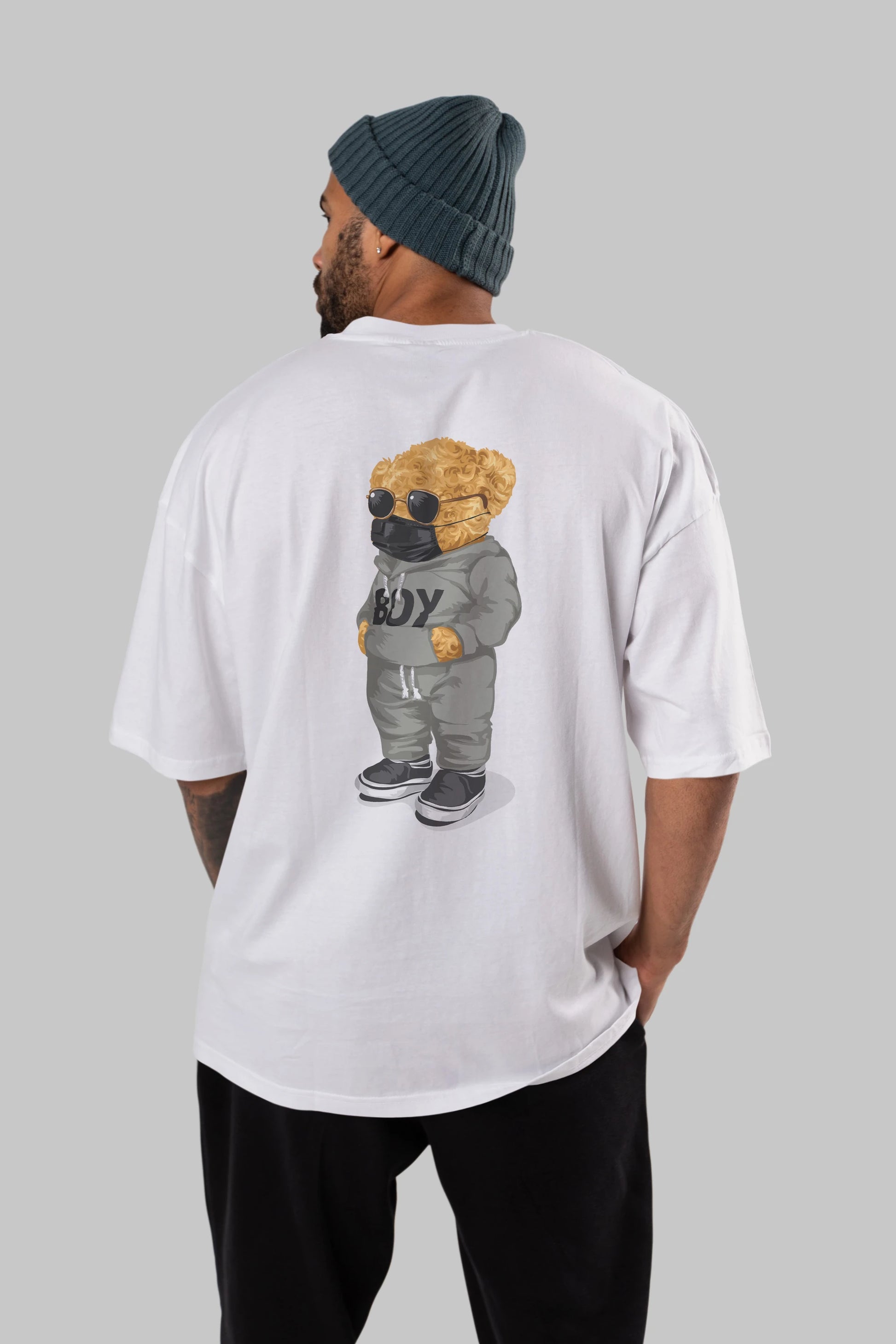 Teddy Bear Boy Arka Baskılı Oversize t-shirt Erkek Kadın Unisex %100 Pamuk