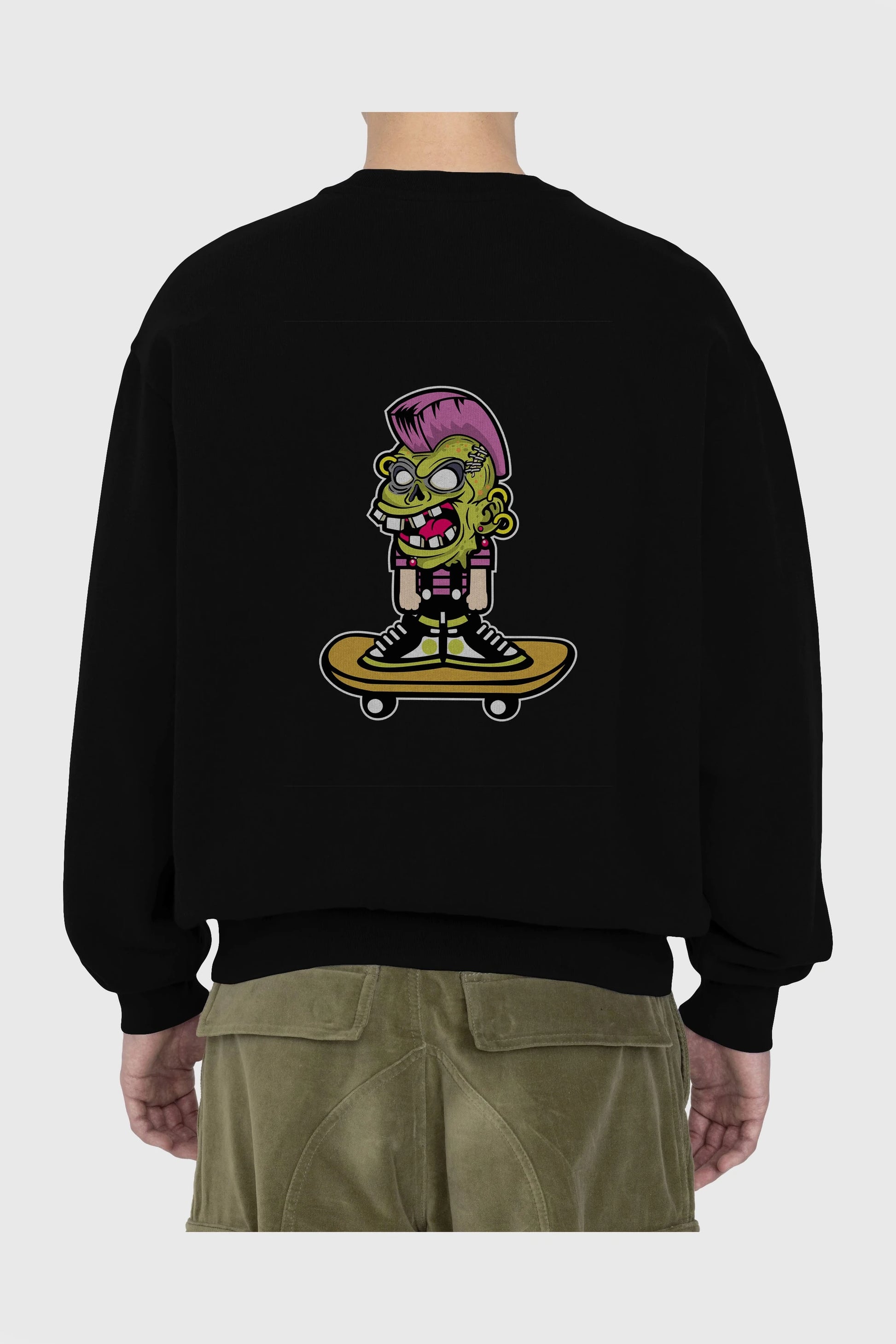 Zombie Punk Skater Arka Baskılı Oversize Sweatshirt Erkek Kadın Unisex