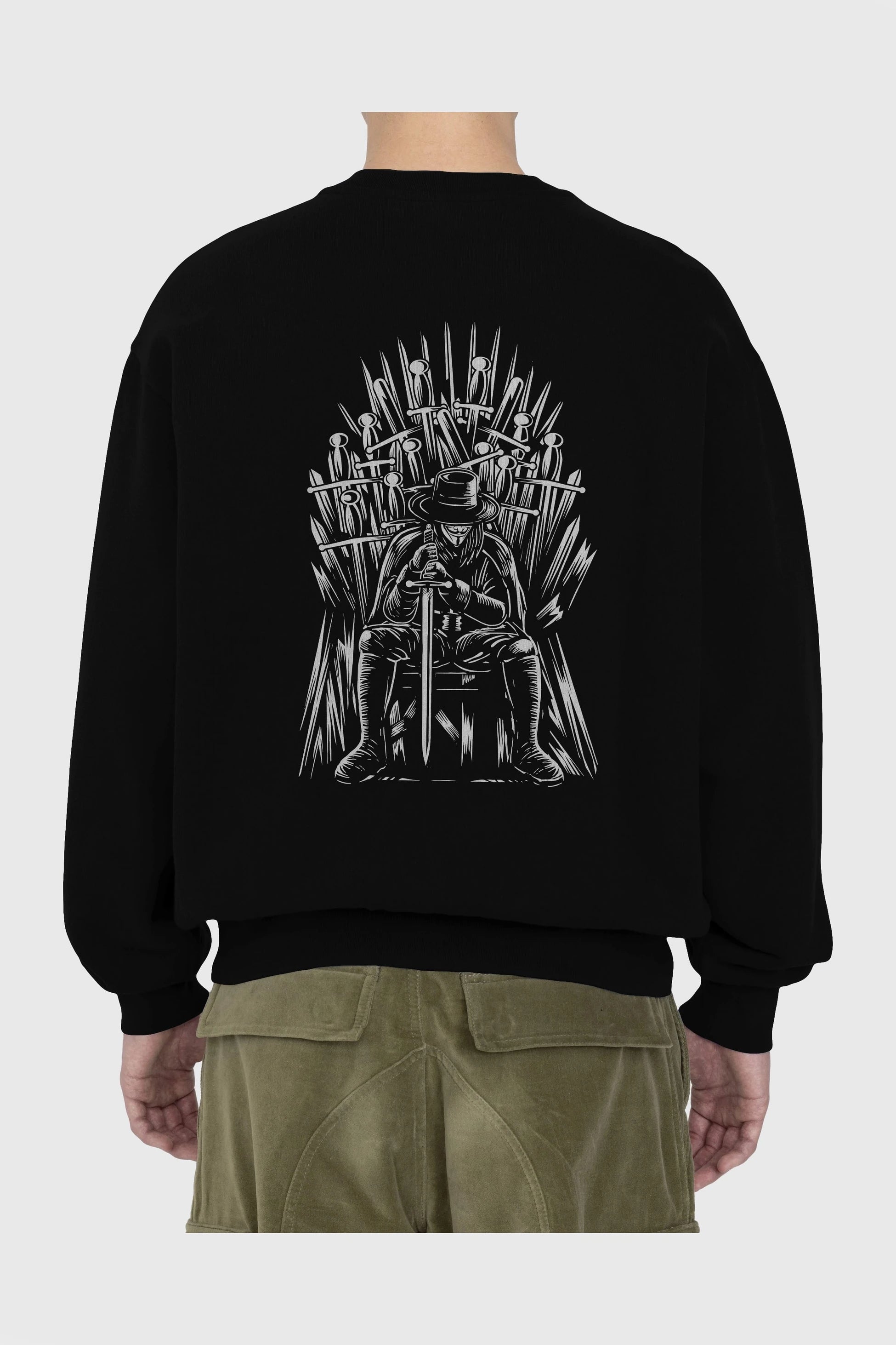 The Thrones Of Vendetta Arka Baskılı Oversize Sweatshirt Erkek Kadın Unisex