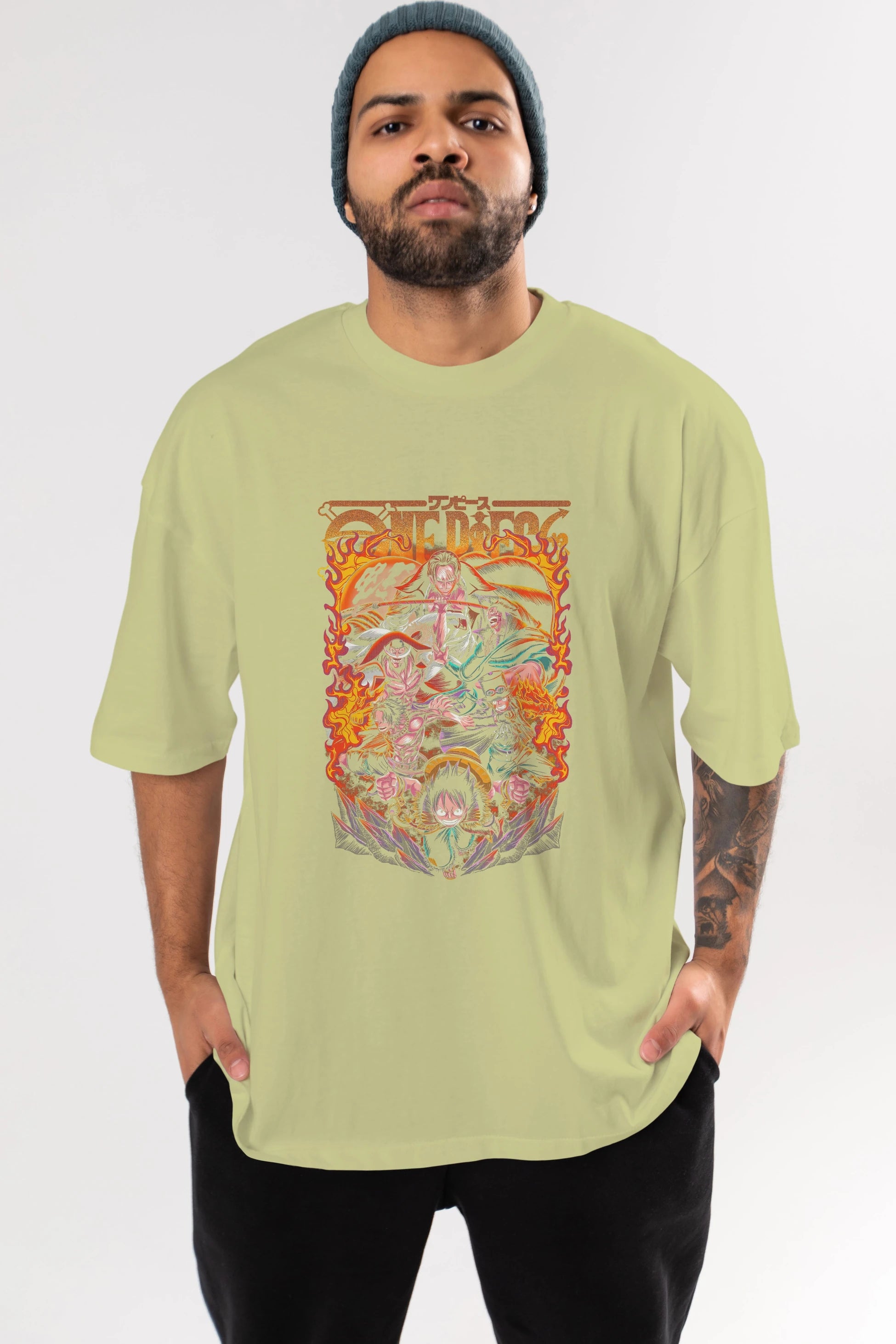 ONE PIECE (3) Anime Ön Baskılı Oversize t-shirt %100 pamuk Erkek Kadın Unisex