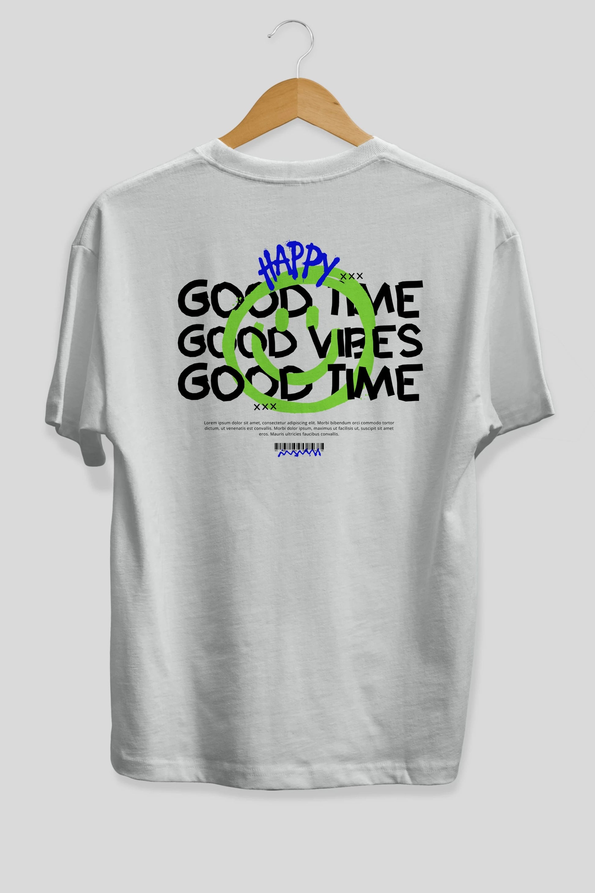 Happy Good Time Yazılı Arka Baskılı Oversize t-shirt Erkek Kadın Unisex