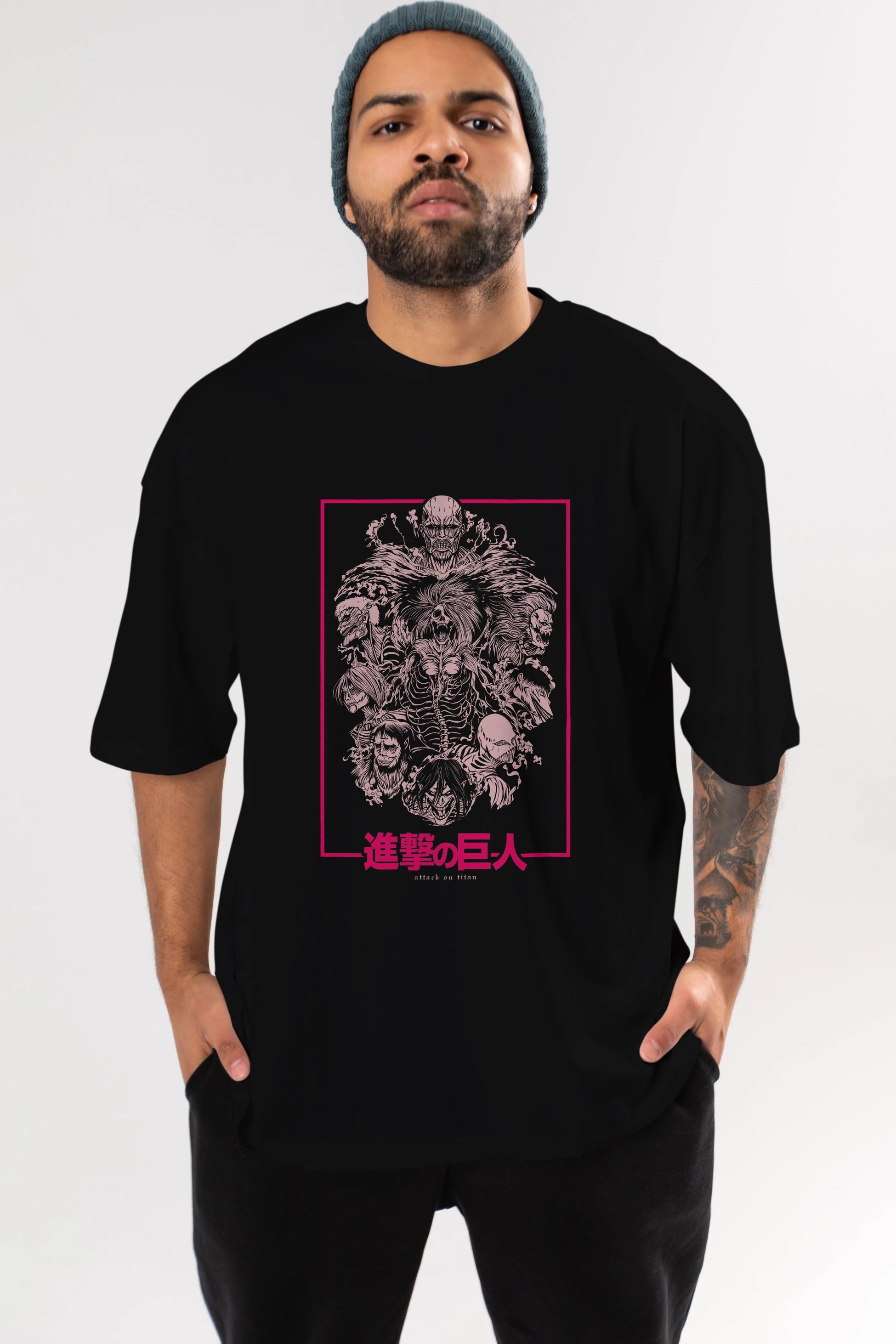 ATTACK ON TITANS Anime Ön Baskılı Oversize t-shirt %100 pamuk Erkek Kadın Unisex