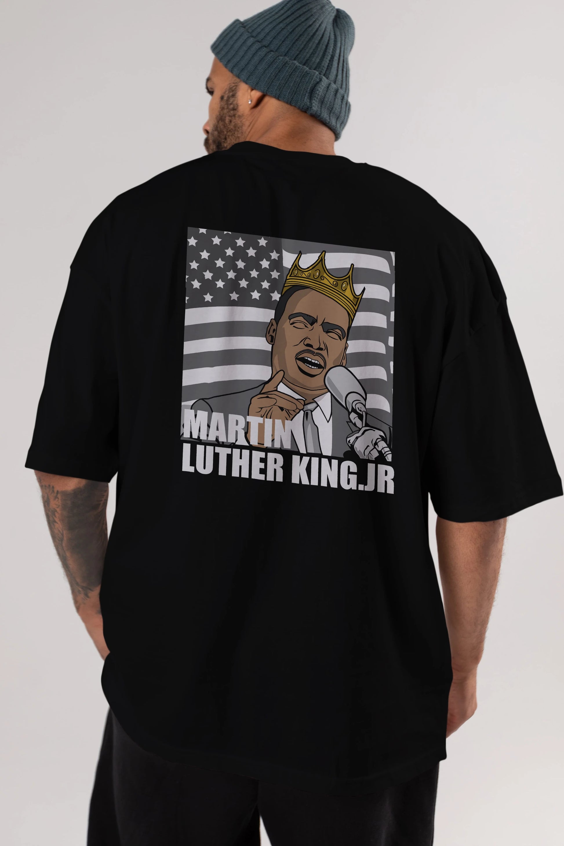 Luther King Arka Baskılı Oversize t-shirt Erkek Kadın Unisex %100 Pamuk tişort