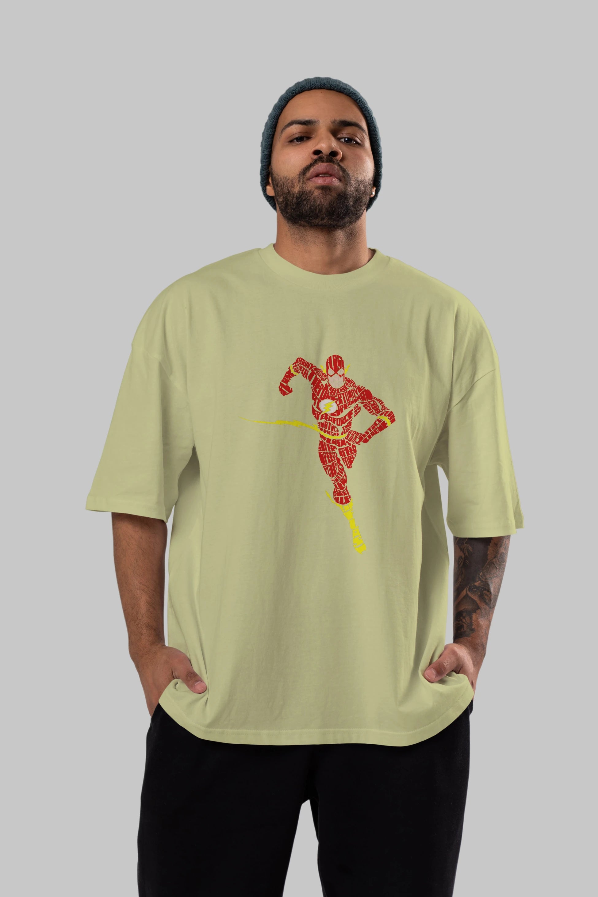 The Flash Ön Baskılı Oversize t-shirt %100 pamuk Erkek Kadın Unisex