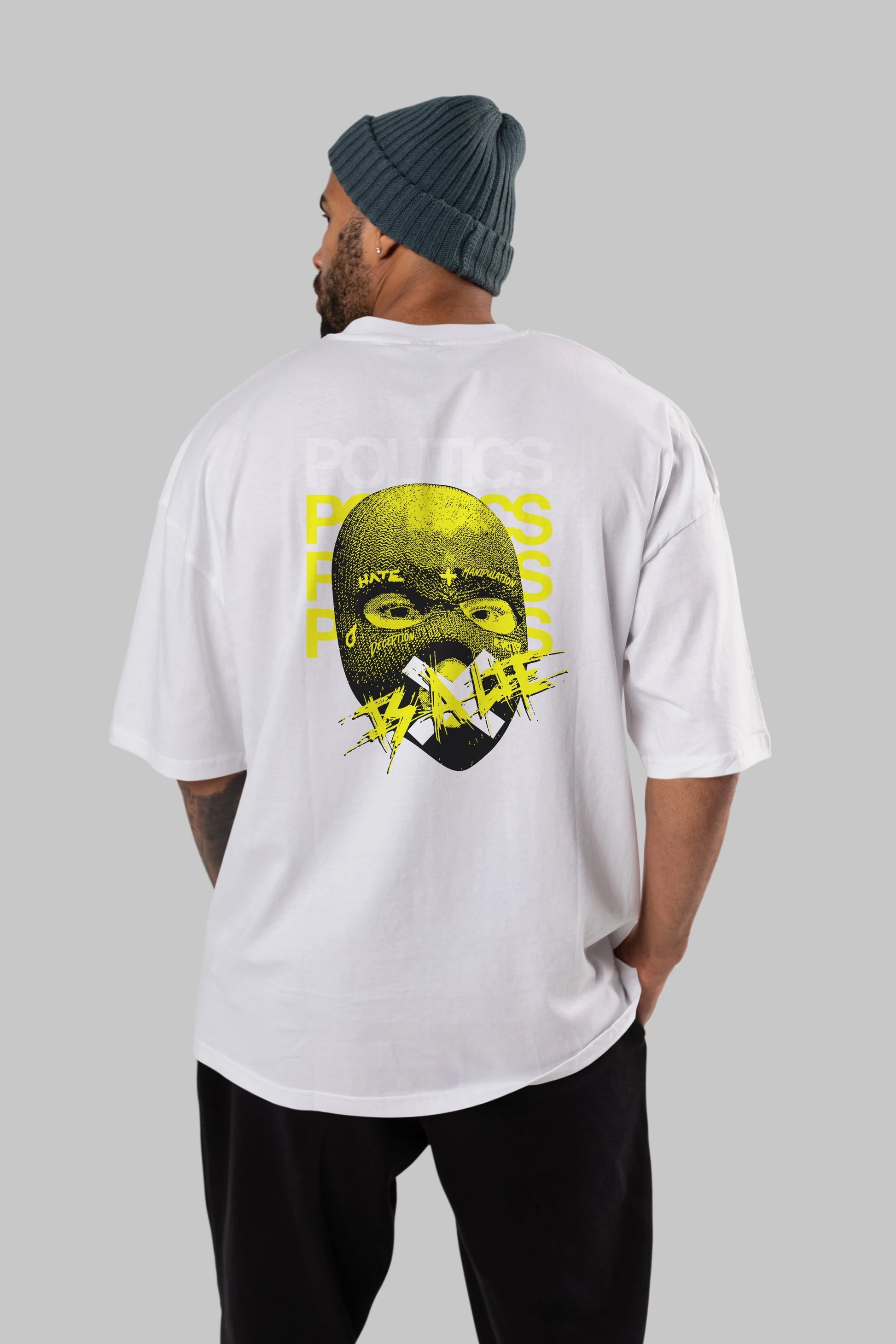 Politics is a Lie Arka Baskılı Oversize t-shirt Erkek Kadın Unisex