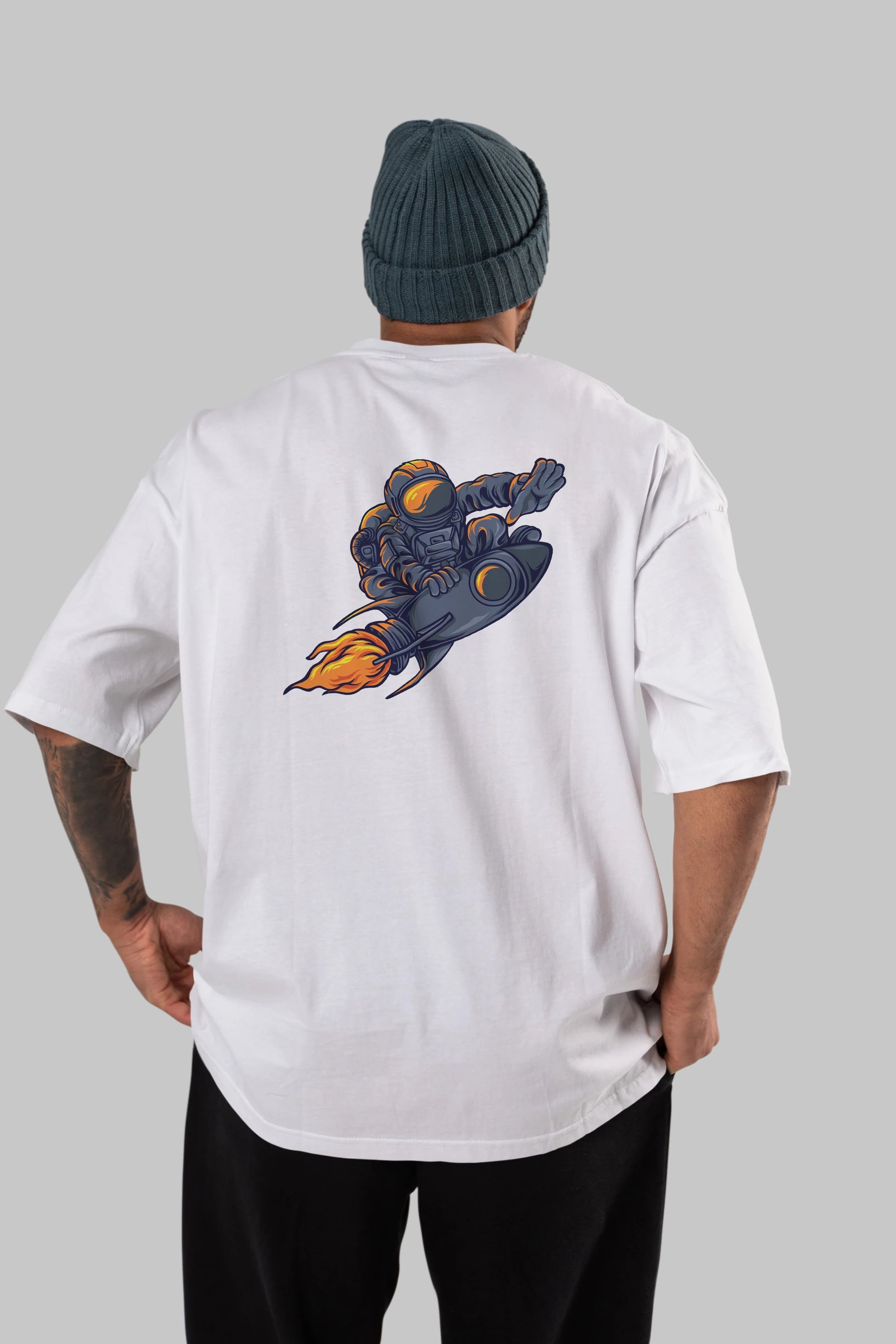 Astrocket Illustration Tshirt Arka Baskılı Oversize t-shirt Erkek Kadın Unisex