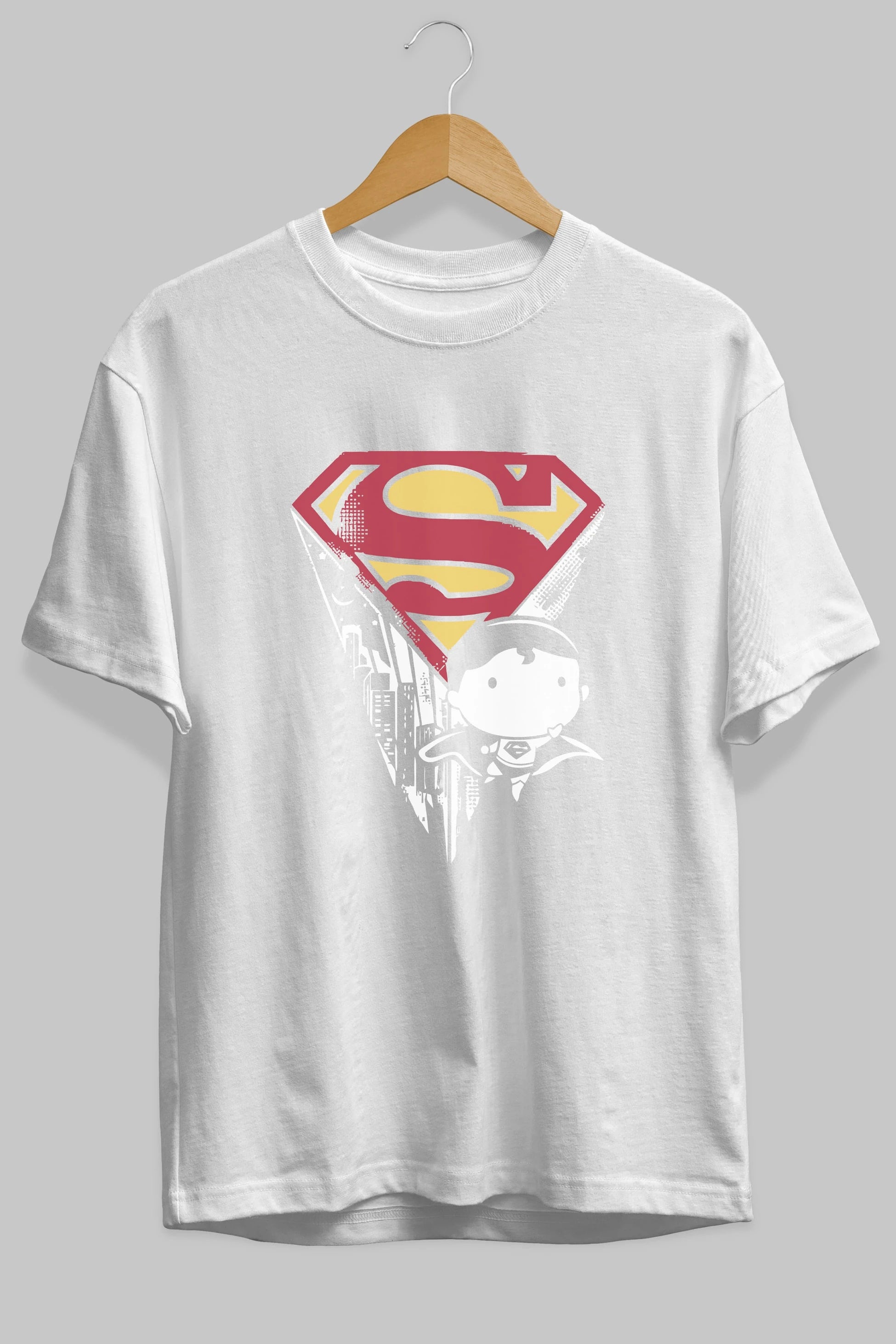 Superman Ön Baskılı Oversize t-shirt Erkek Kadın Unisex %100 Pamuk Bisiklet Yaka tişort