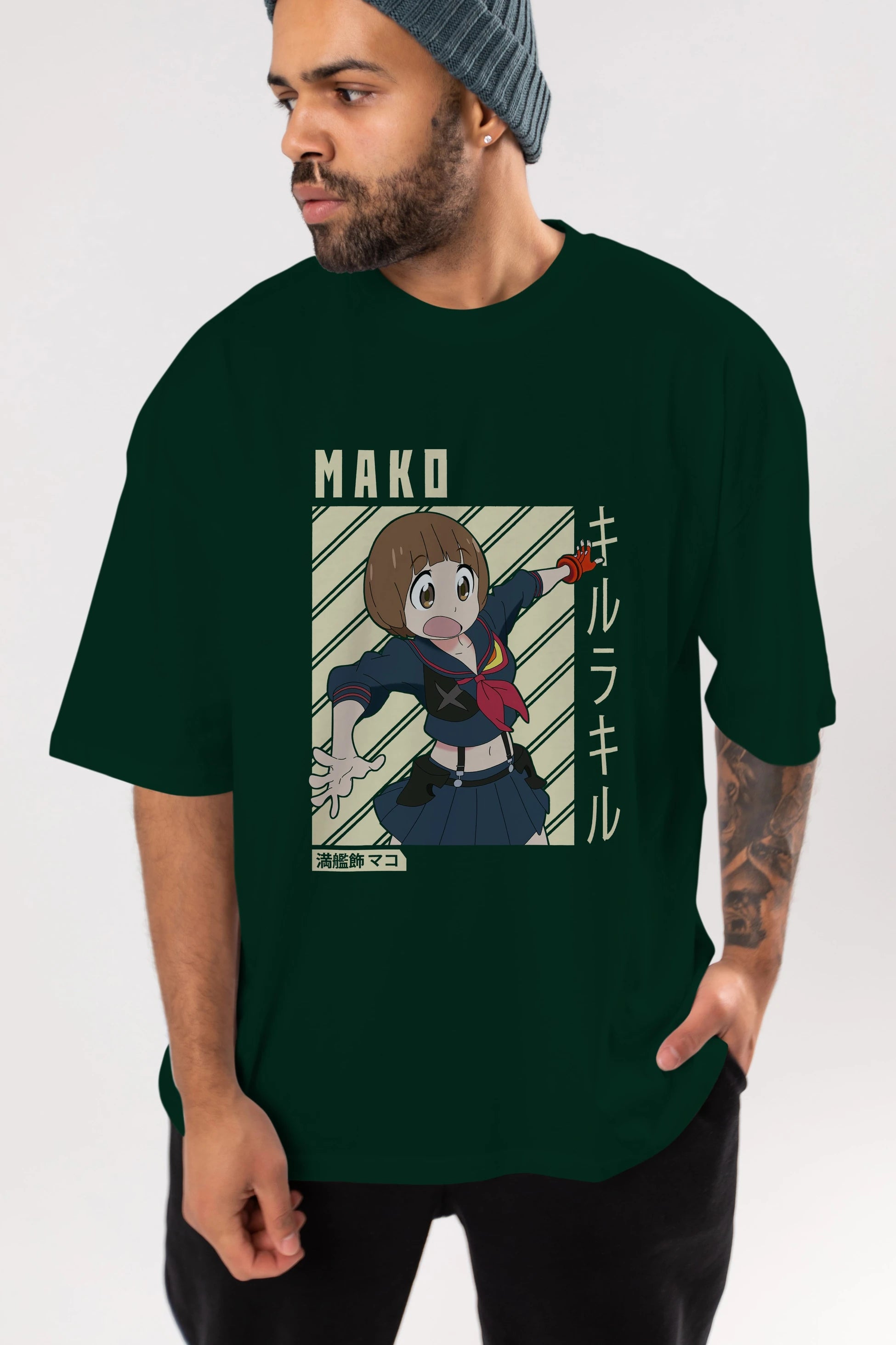 Mako Mankanshoku 1 Anime Ön Baskılı Oversize t-shirt %100 pamuk Erkek Kadın Unisex