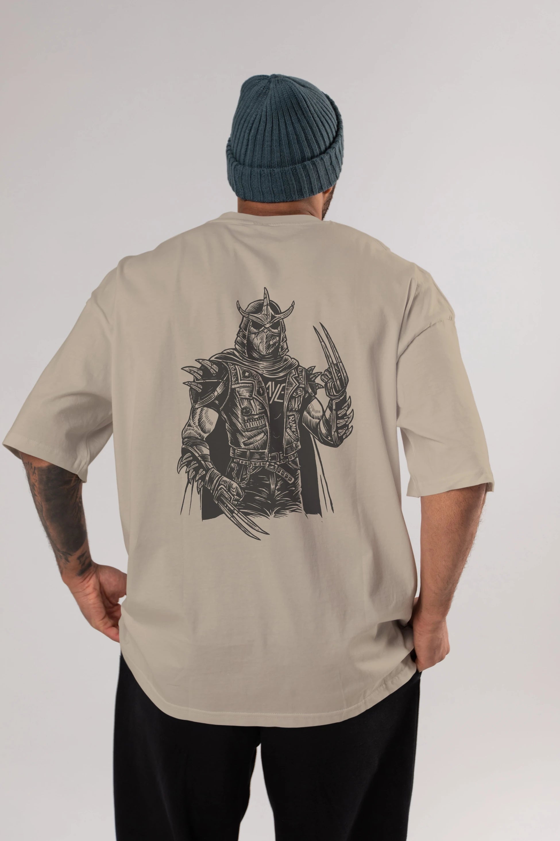 Shredder Punk Arka Baskılı Oversize t-shirt Erkek Kadın Unisex %100 Pamuk