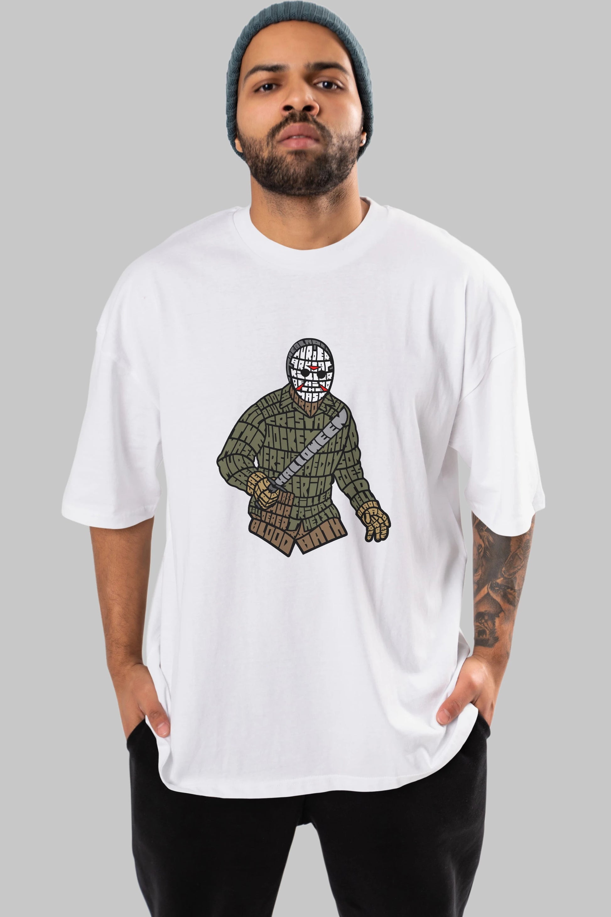 Jason Ön Baskılı Oversize t-shirt %100 pamuk Erkek Kadın Unisex