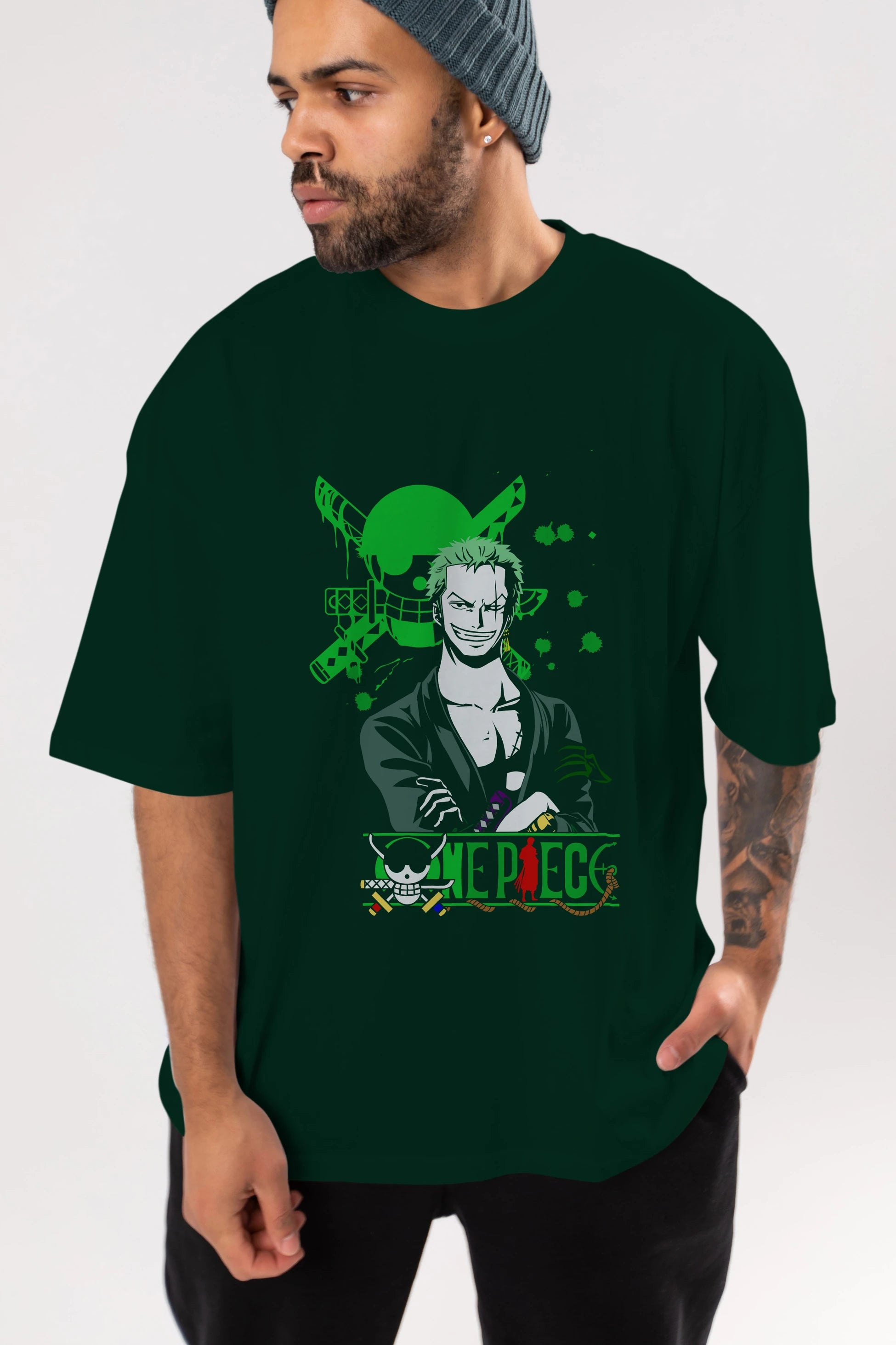 Roronoa Zoro 2 Anime Ön Baskılı Oversize t-shirt Erkek Kadın Unisex
