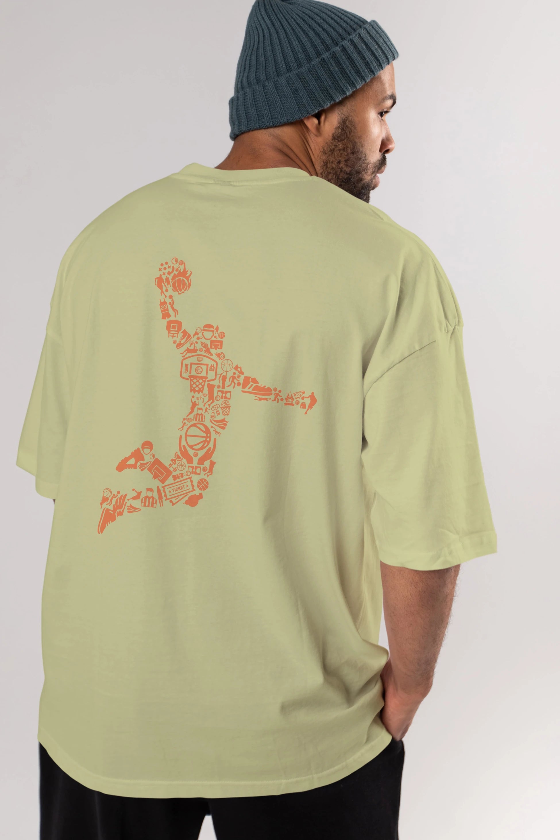 Basketball Player Arka Baskılı Oversize t-shirt %100 pamuk Erkek Kadın Unisex