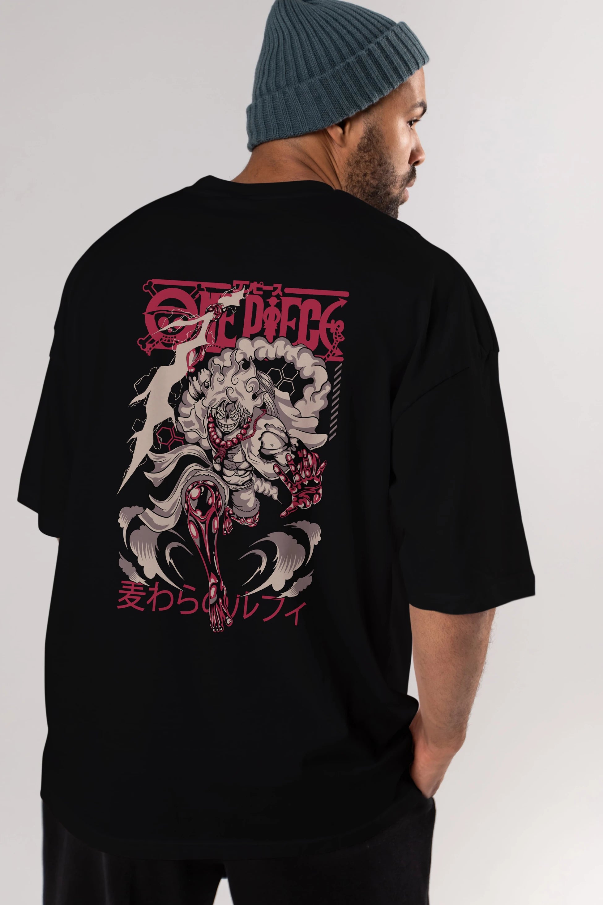 MONKEY D. LUFF-ONE PIECE 1 Anime Arka Baskılı Oversize t-shirt Erkek Kadın Unisex