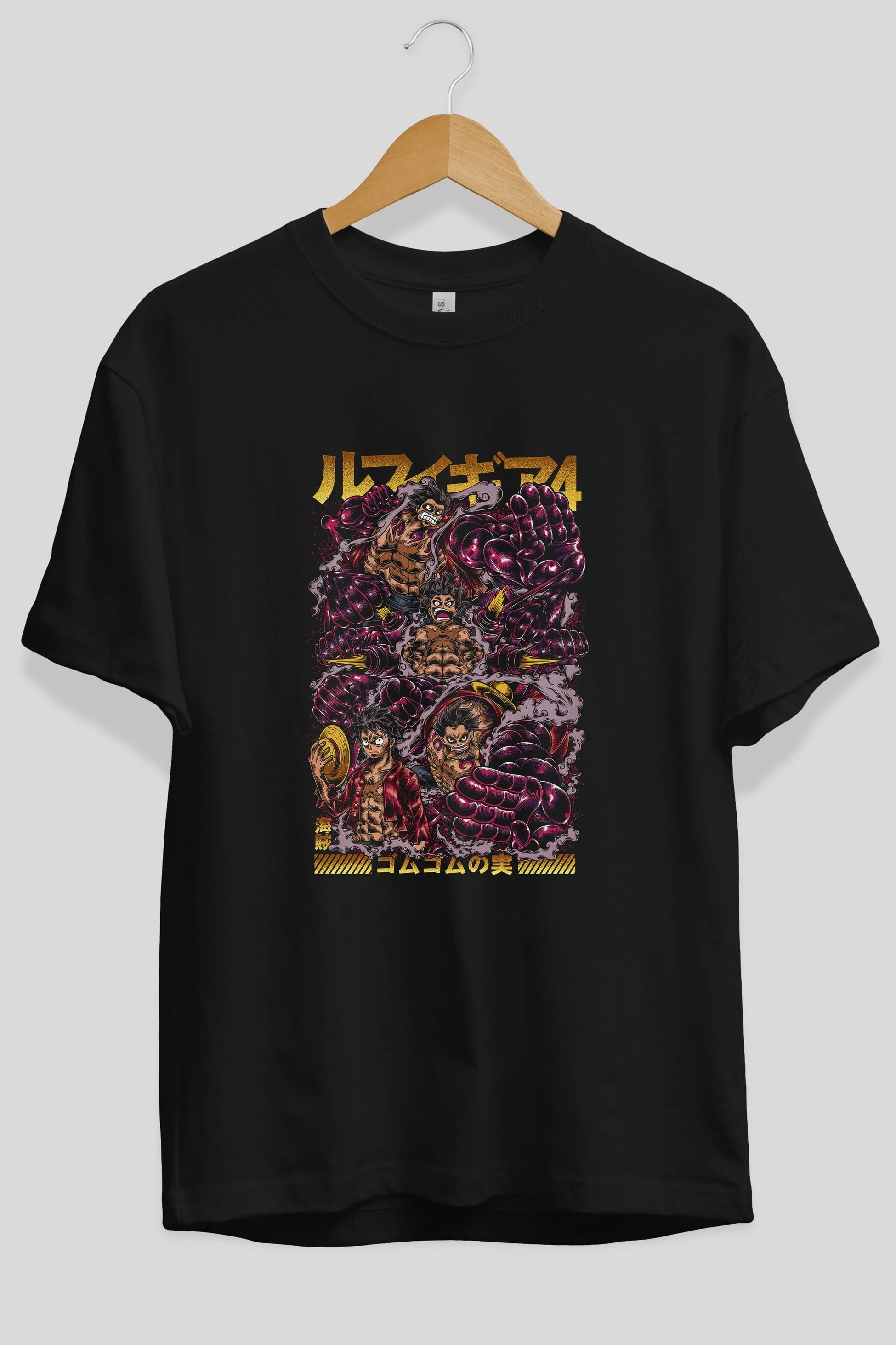MONKEY D. LUFFY (2) Anime Ön Baskılı Oversize t-shirt %100 pamuk Erkek Kadın Unisex