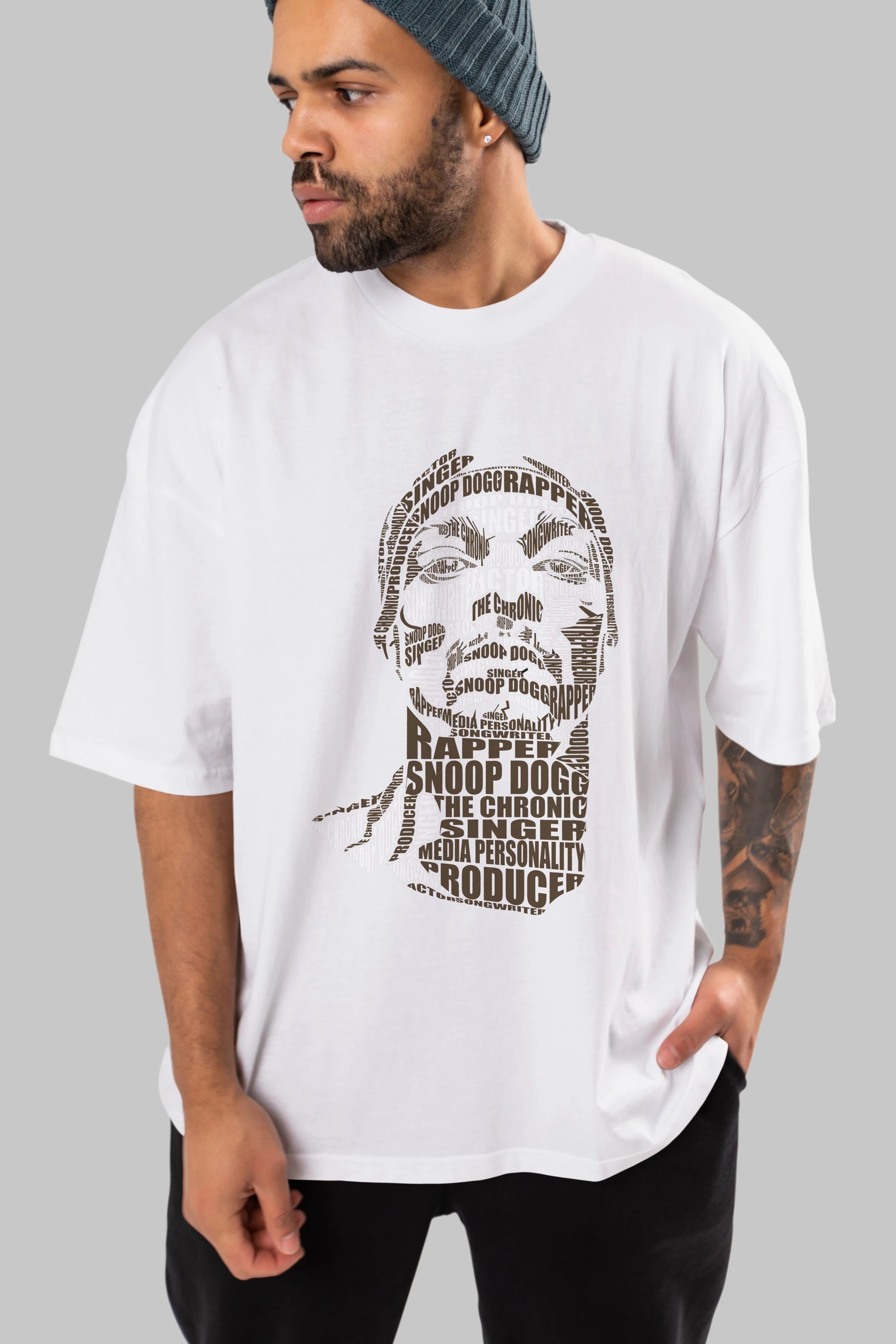 Snoop Dogg Calligram Ön Baskılı Oversize t-shirt %100 pamuk Erkek Kadın Unisex